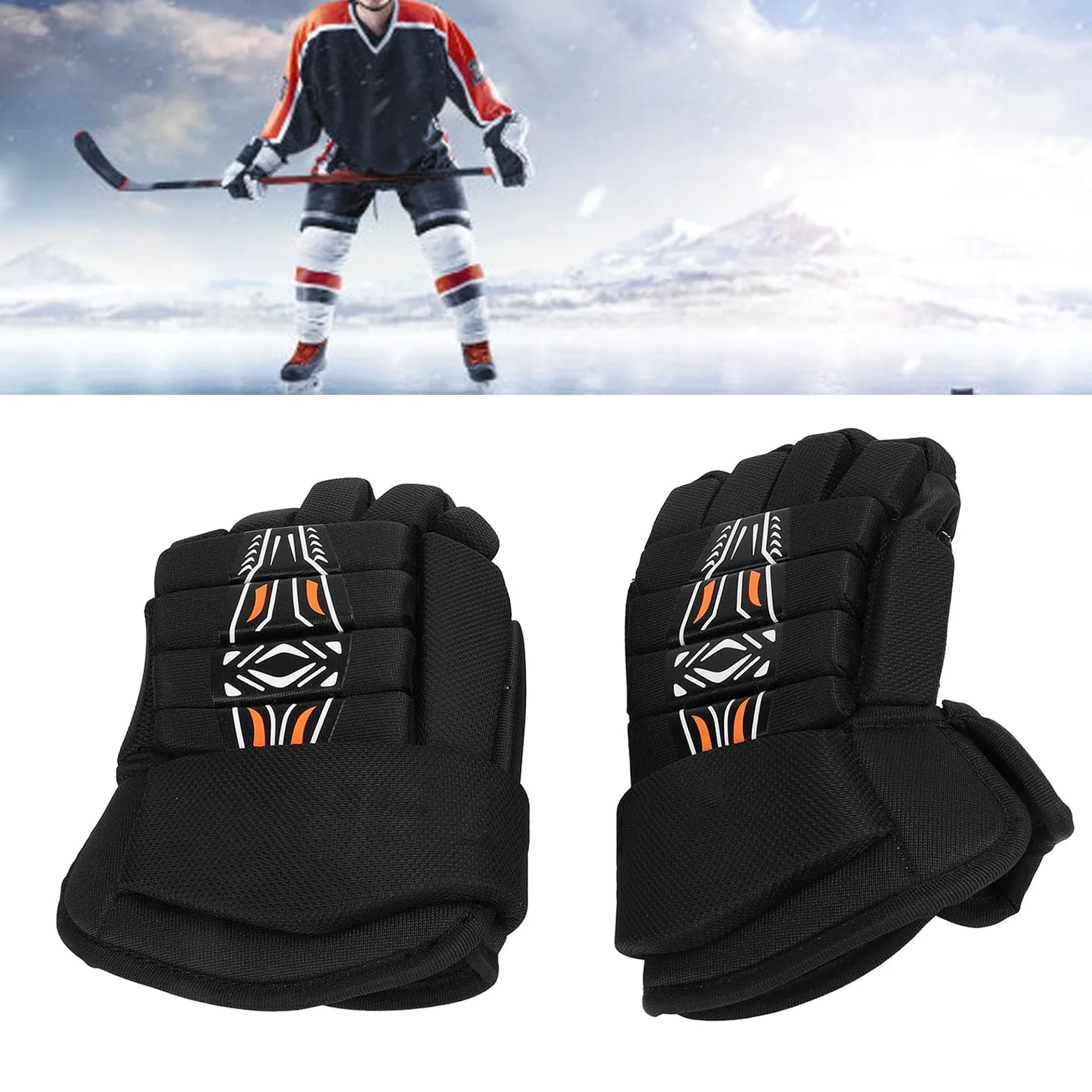 GOWENIC 1 Paire de Gants de Hockey, Gants de Hockey sur Glace, Respirants, Légers, Très Ajustés, Gants de Protection Polyvalents pour Joueurs de Hockey de Rue