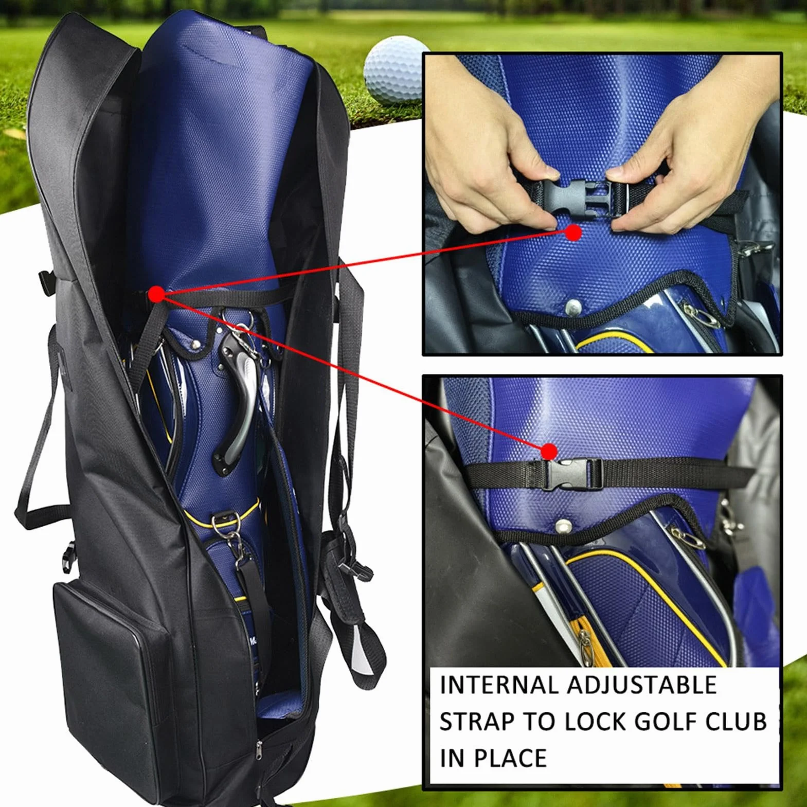 Sac de Voyage de Golf Oxford 900D avec Roulettes Housse Protection Club Golf Flight Bag Single-Layer