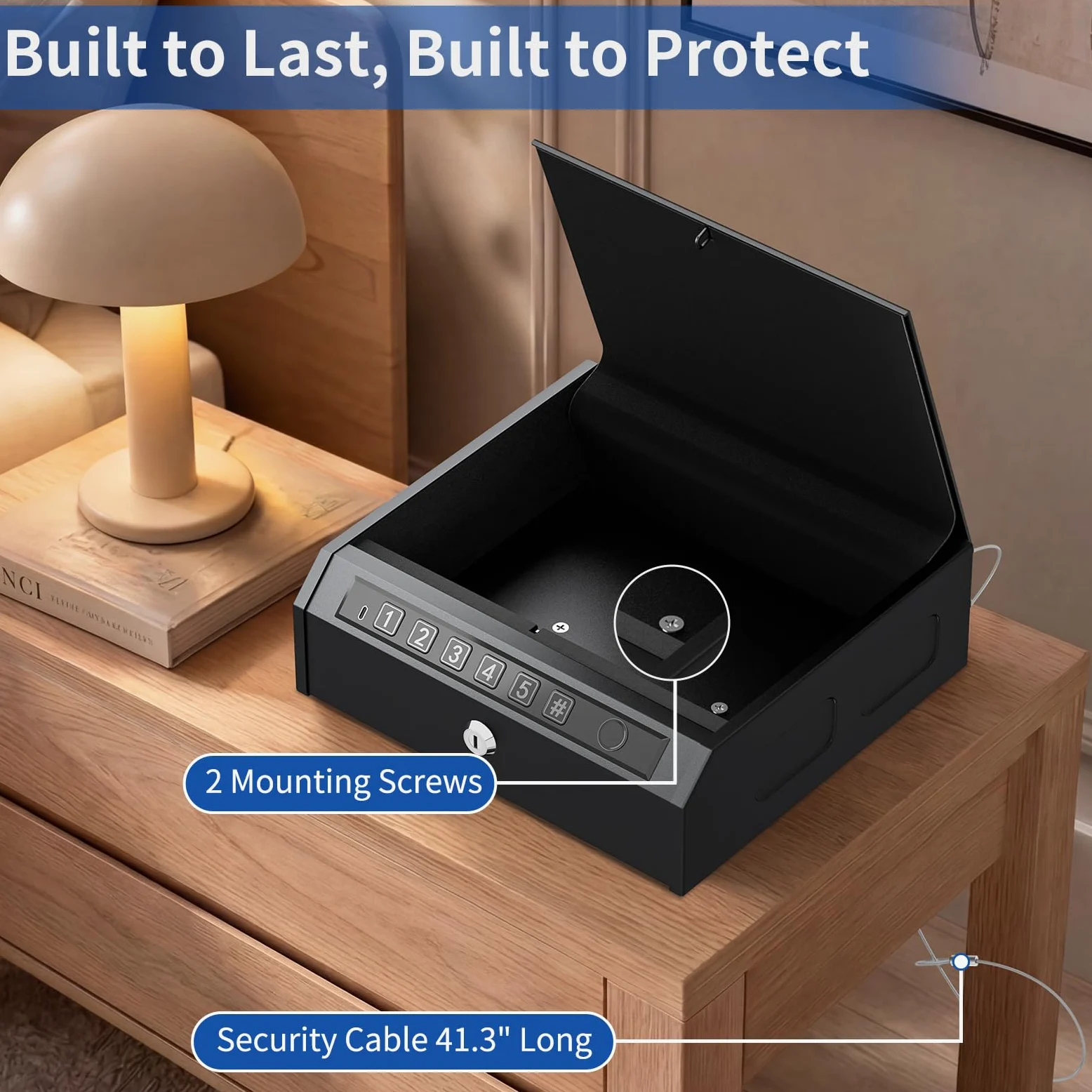WASJOYE Coffre-fort pour pistolet biométrique à accès rapide, 3 en 1 pour empreintes digitales, code PIN et clé avec lumière LED, coffre-fort portable en alliage d'acier pour la maison et la voiture