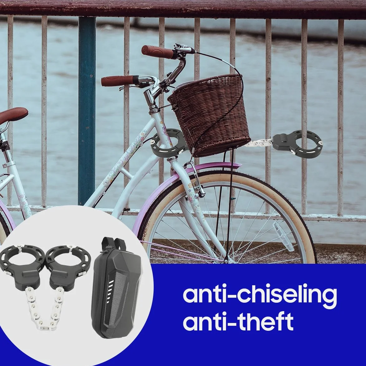 Antivol Trotinette Electrique, Cadenas Trotinette Chaînes Antivol | Menotte Antivols Velo Avec Clés et Sac Etanche, 56cm, pour Trottinettes Vélo Electrique Scooter Bicyclette