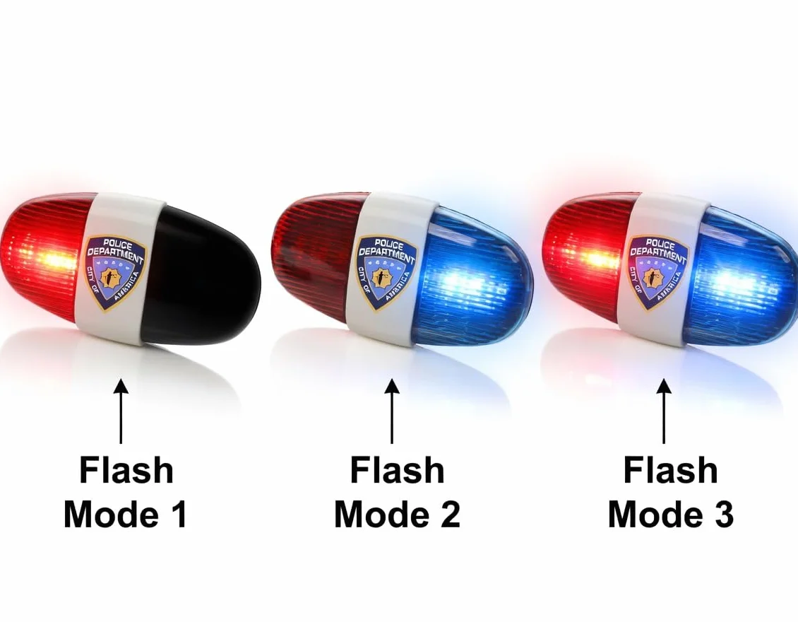 Playmags Lampe de Vélo Enfants avec Sons Sirène LED Rouge/Bleu Clignotantes Étanche 3+
