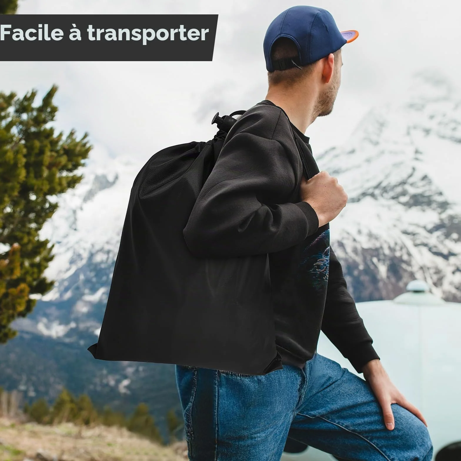 Toilette Portable 25L Capacité 150KG WC Portable avec 24 Sacs Jetables Sac de Transport Camping Randonnée