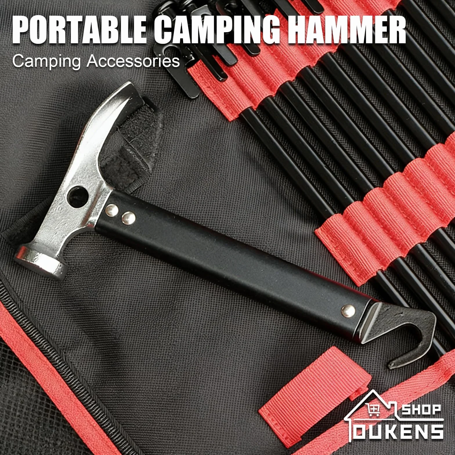 OUKENS Marteau de Camping, 22cm Piquet de Tente extracteur, Maillet en Alliage d'aluminium, Mini Outil extérieur Portable, Marteau De Tente Outil Multifonctionnel pour intérieur et extérieur