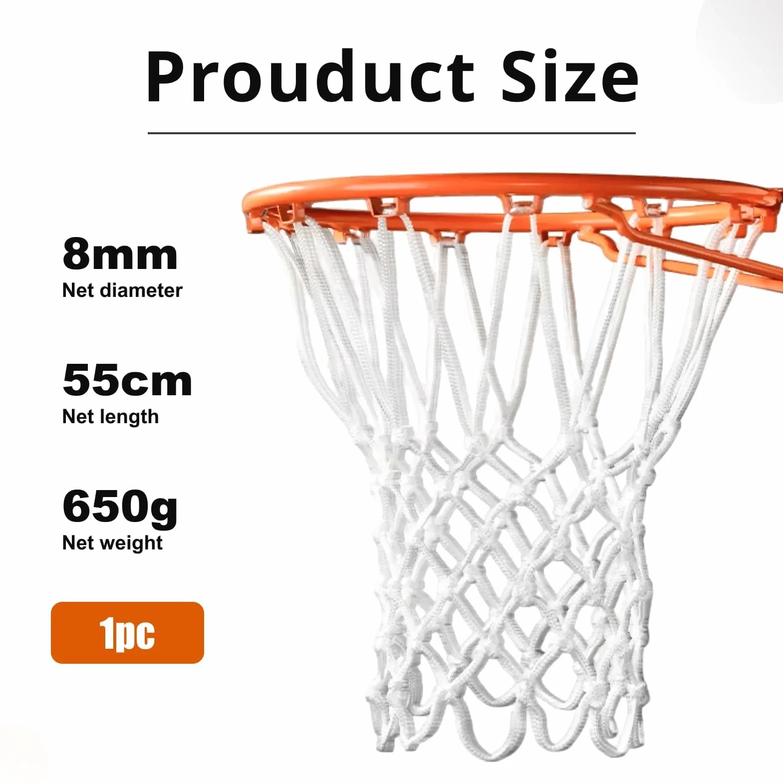Filet de Basket-Ball de Rechange Résistant aux Intempéries 12 Boucles pour Panier Standard Intérieur Extérieur