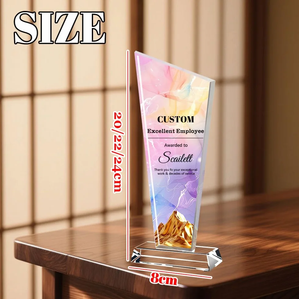 Trophée en Cristal Personnalisé | Plaque sur Mesure avec Logo/Photo/Texte | pour Événements d'entreprise, Sports et Reconnaissance Employé