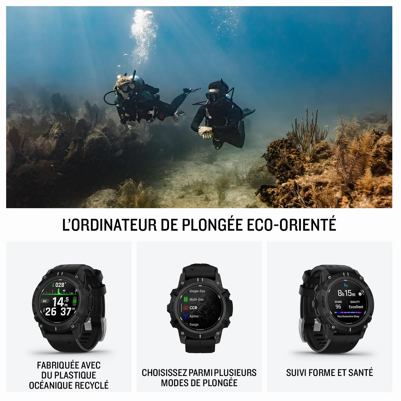 Garmin Descent G2 Montre GPS Connectée Ordinateur de Plongée Noir