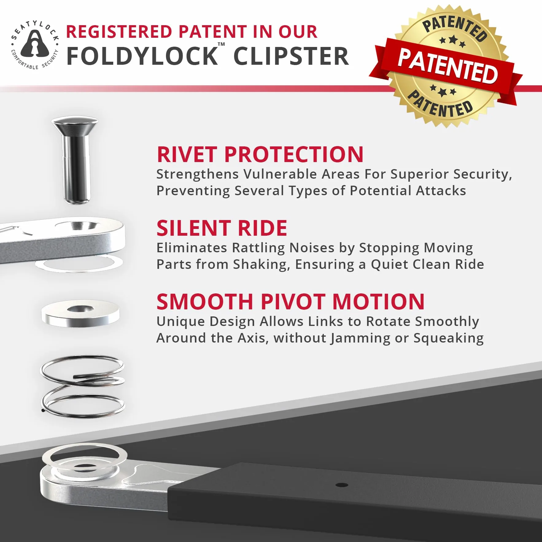 FoldyLock Clipster Antivol pliable pour vélo Sécurité 14/18 Argent | Antivol de vélo léger, portable, compact, ultra élégant, accessoire de protection intelligent, 75 cm