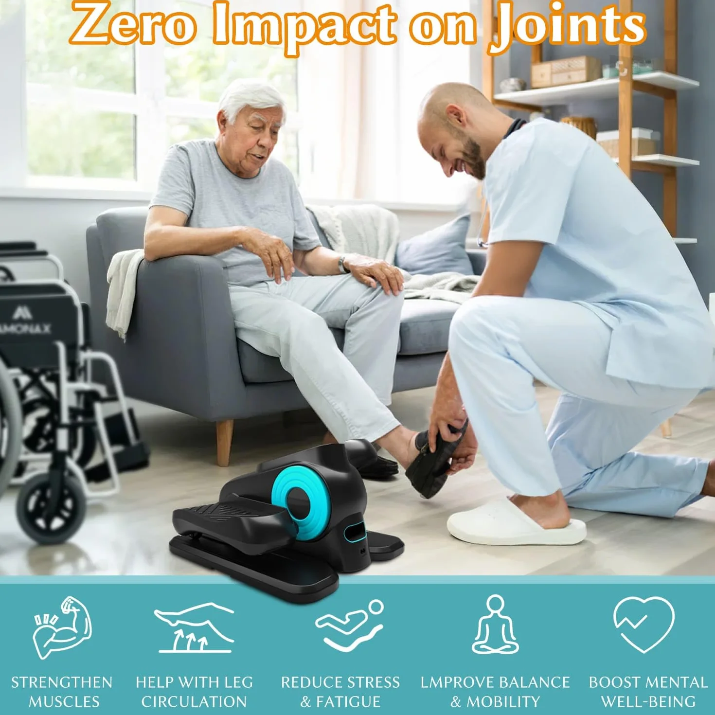 Amonax Ellipse Pedalier Electrique Motorisé Vélos Elliptiques Cardio sous Bureau Mini Home Reeducation
