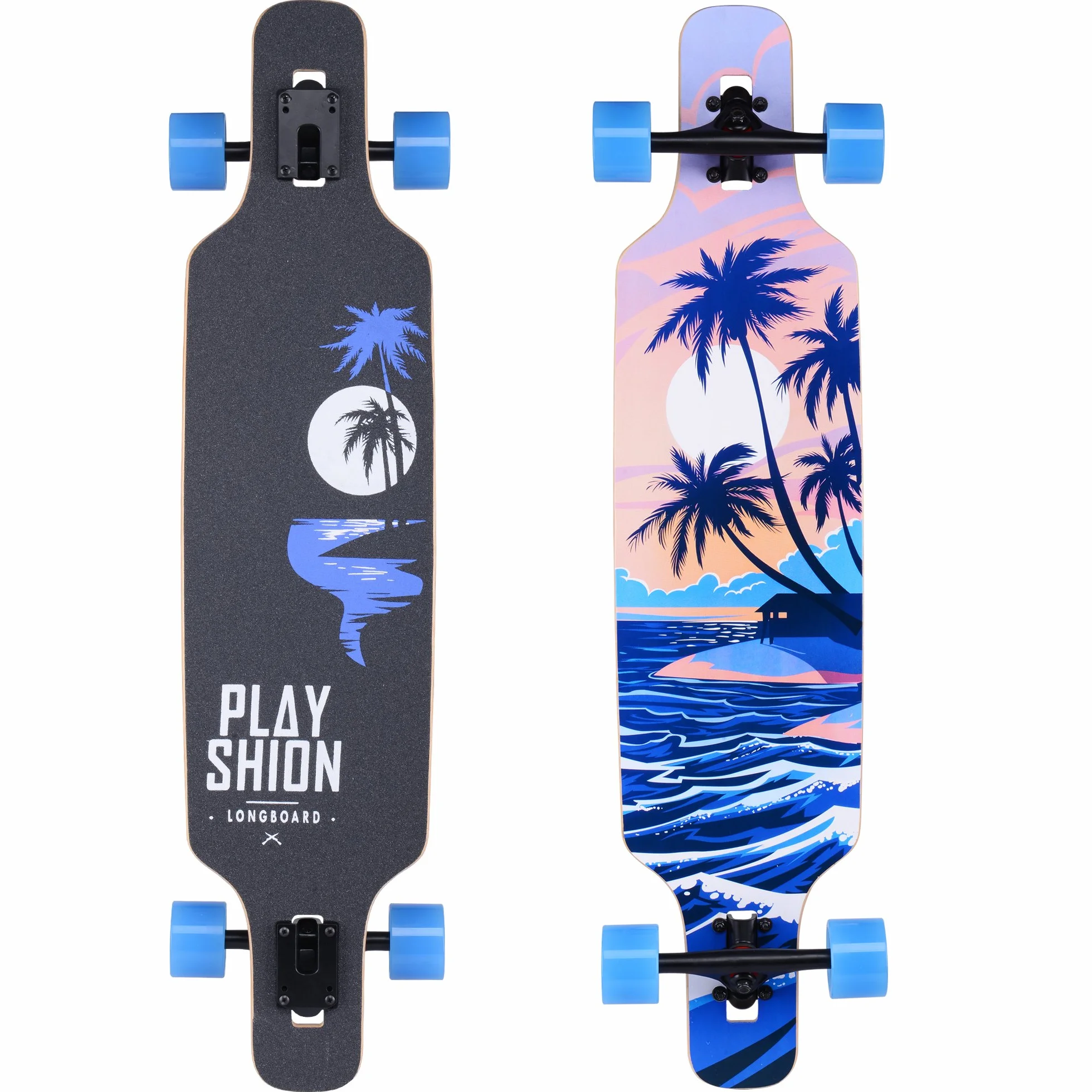 Playshion 39" Longboard Drop-Through Freestyle ABEC 11