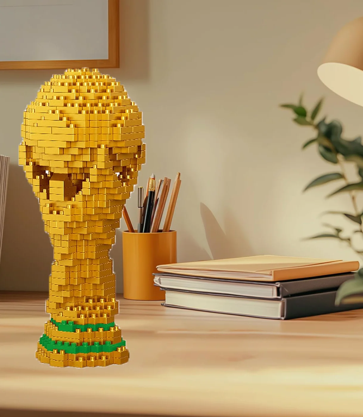 Jeu de Construction Trophée de la Coupe du Monde, Trophée Miniature de Champion, Jeu de Construction Amusant pour Ados et Fans de Football