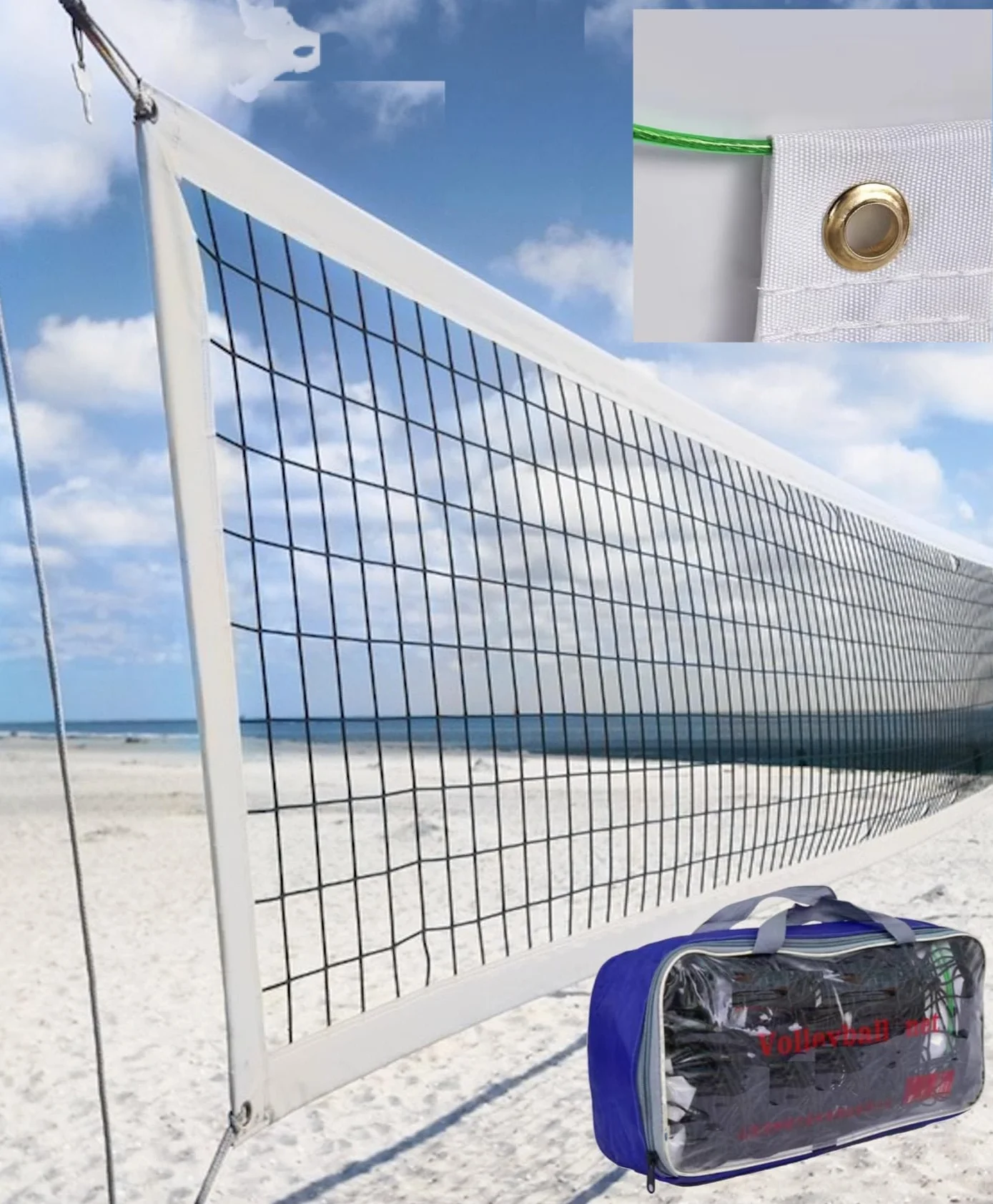 Filet de volley-ball professionnel 9,1 m x 9,1 m extérieur corde métallique résistant aux déchirures intempéries