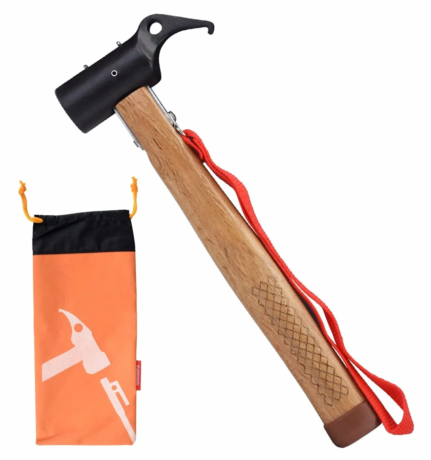 Marteau de Camping Acier Inoxydable avec Maillet en Bois