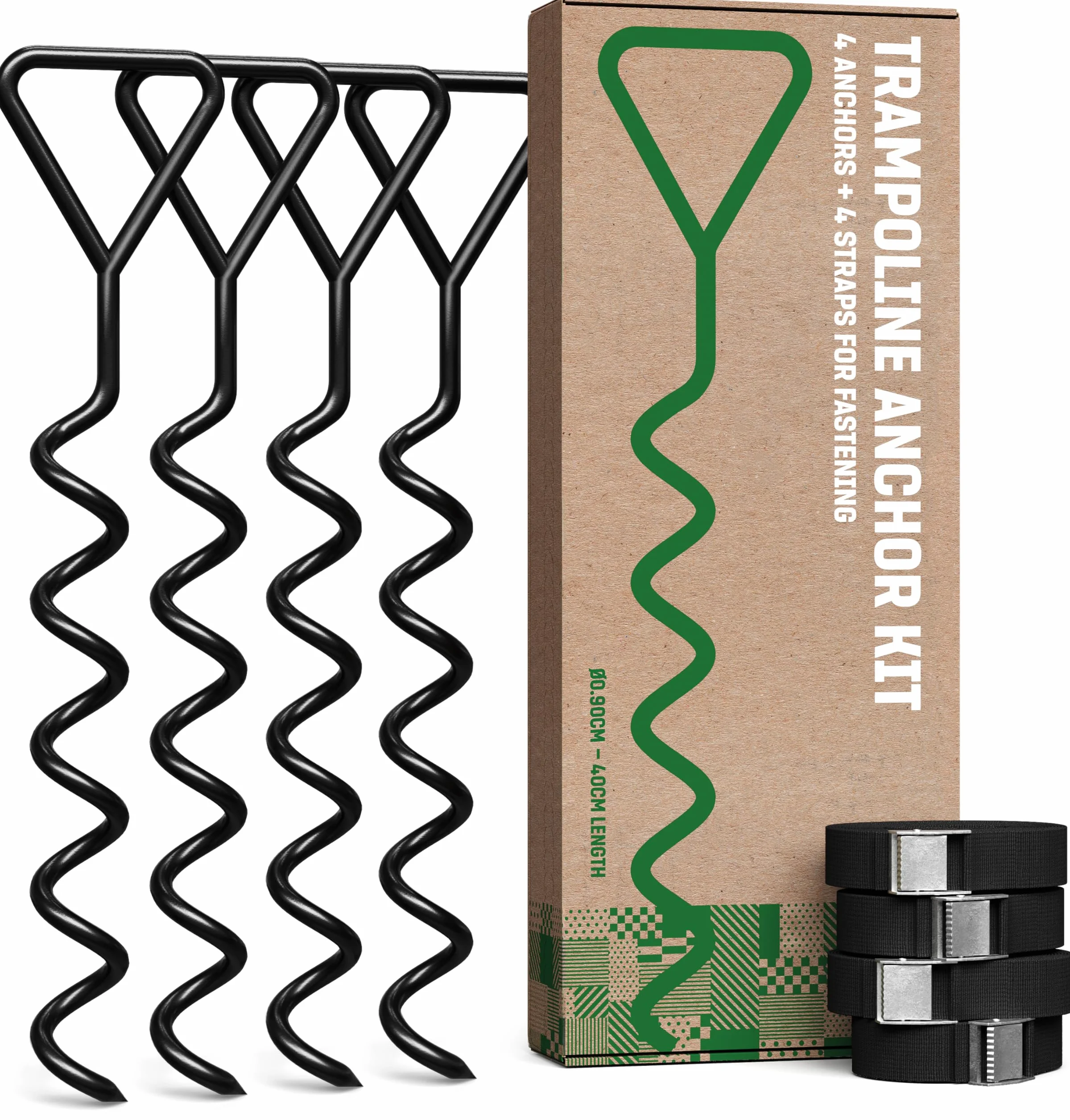 GardenGloss Piquets d'Ancrage Trampoline 40cm Ancres à Visser Fixation Sol