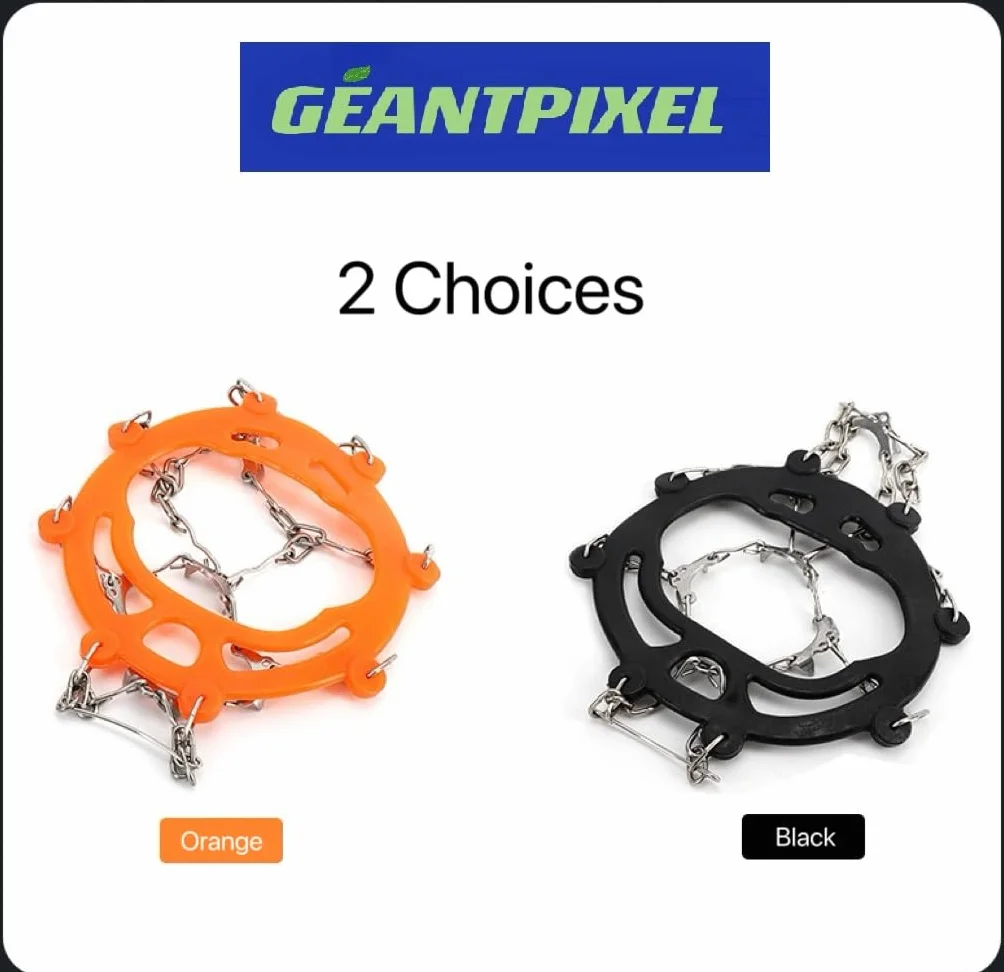 Crampon Antidérapant pour Chaussures 10 Dents Acier Manganèse Randonnée Étui Noir