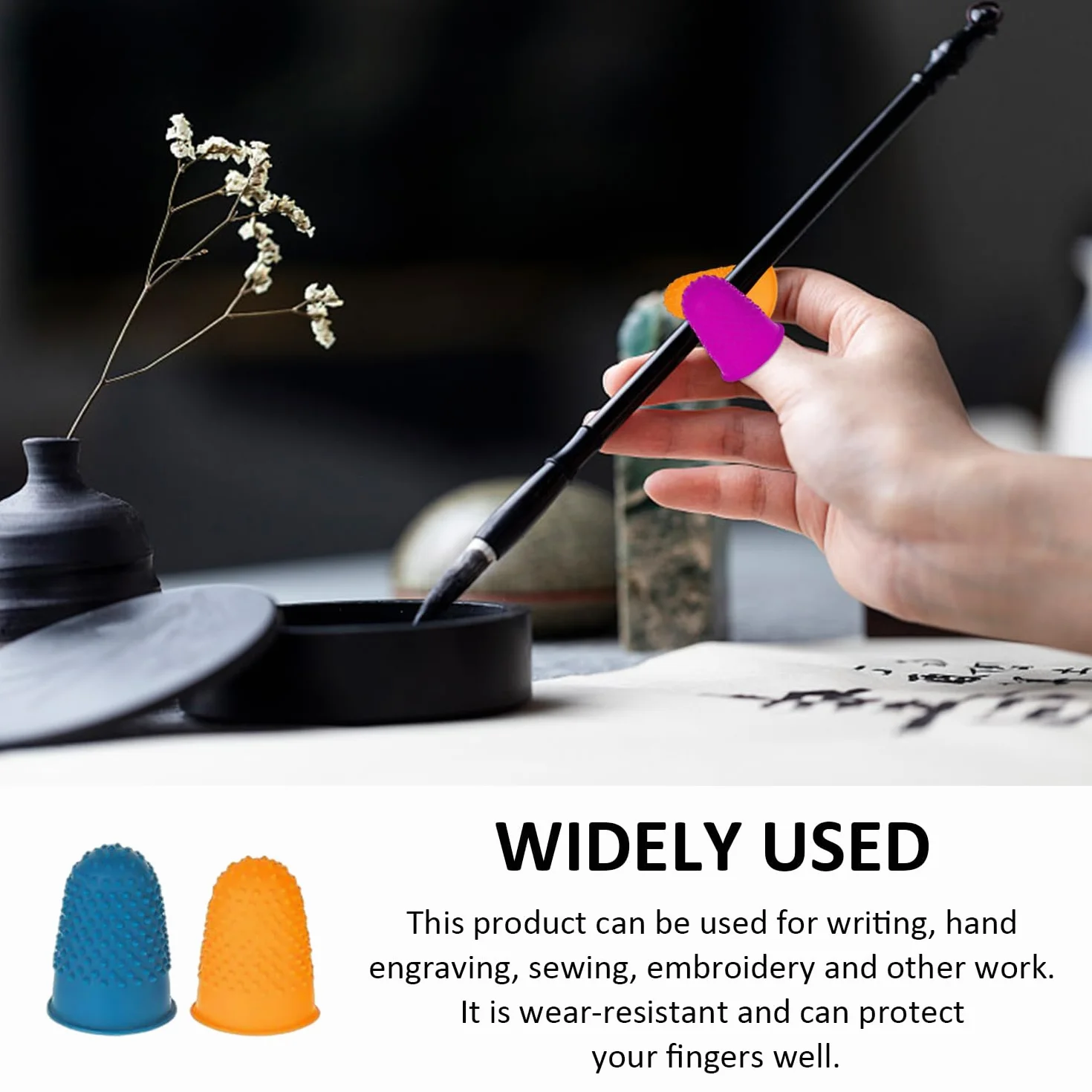 Protège-Doigts En Silicone, Doigtiers Antidérapants Longs Et Courts - Lot de 8 (Rose, Vert, Orange, Bleu, Violet, Rouge)