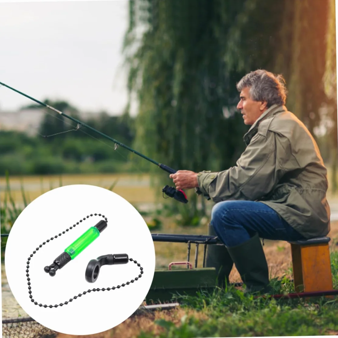 Indicateur de Morsure Chaînes de pêche à la Carpe Alarmes Bobines Cintres Alerter Tackle Vert 3PCS, Indicateur Morsure