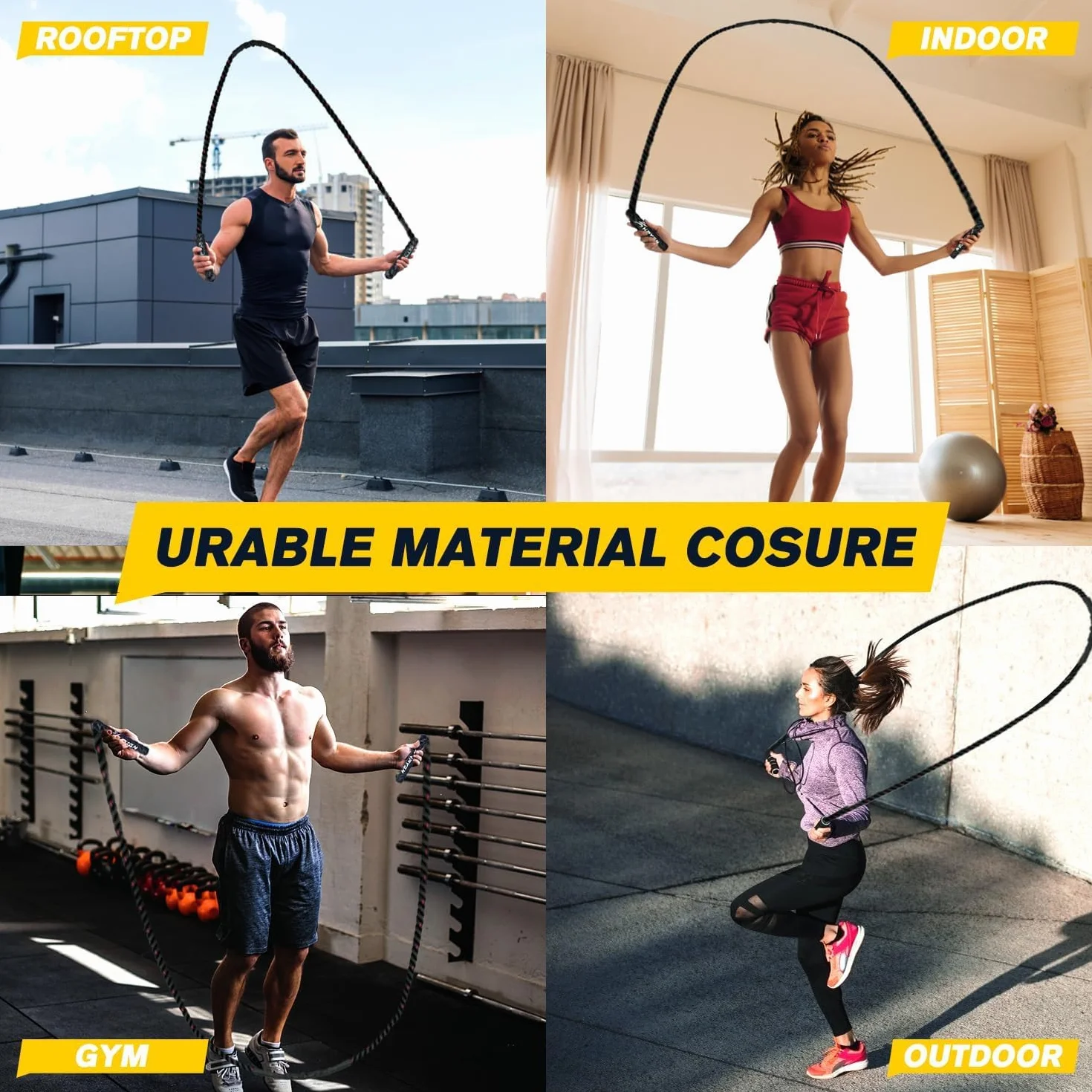 Corde à Sauter de Boxe Lestée pour Adultes Homme Femme