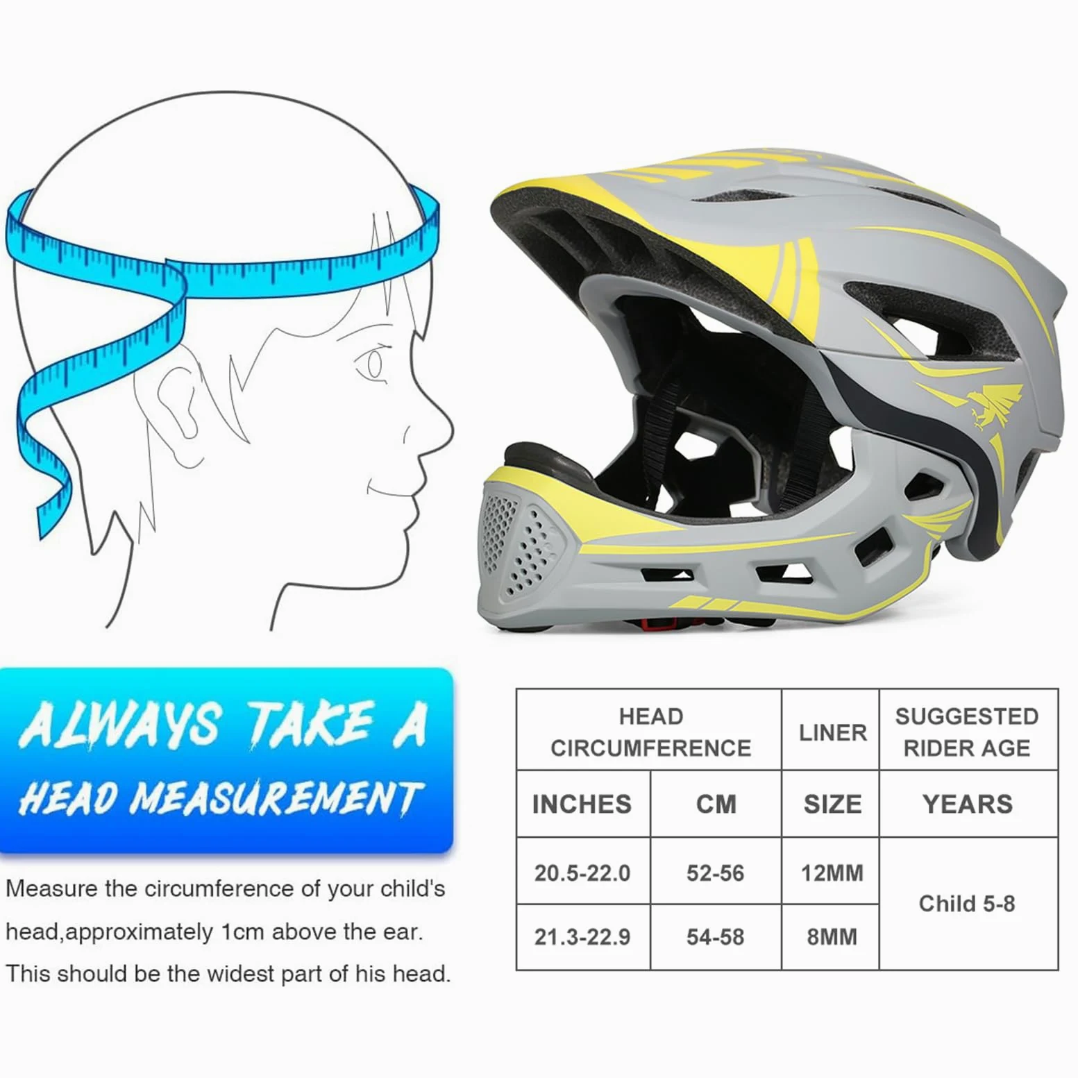 Walmeck Casque Intégral Détachable pour Enfants, équipement de Protection pour Le Sport, Le Vélo, Roller, Scooter, Coque Rigide en Polycarbonate Réglab