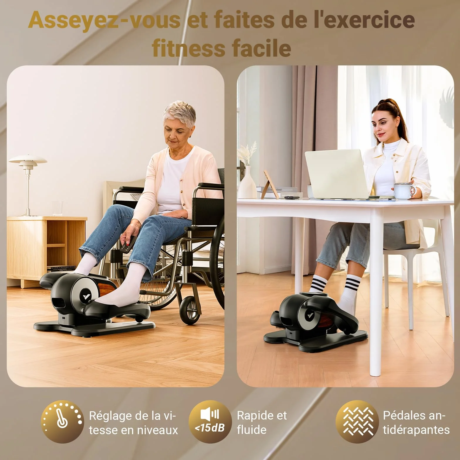 MERACH Mini Vélo Elliptique Électrique Compact avec Télécommande, Écran, 12 Vitesses, Silencieux
