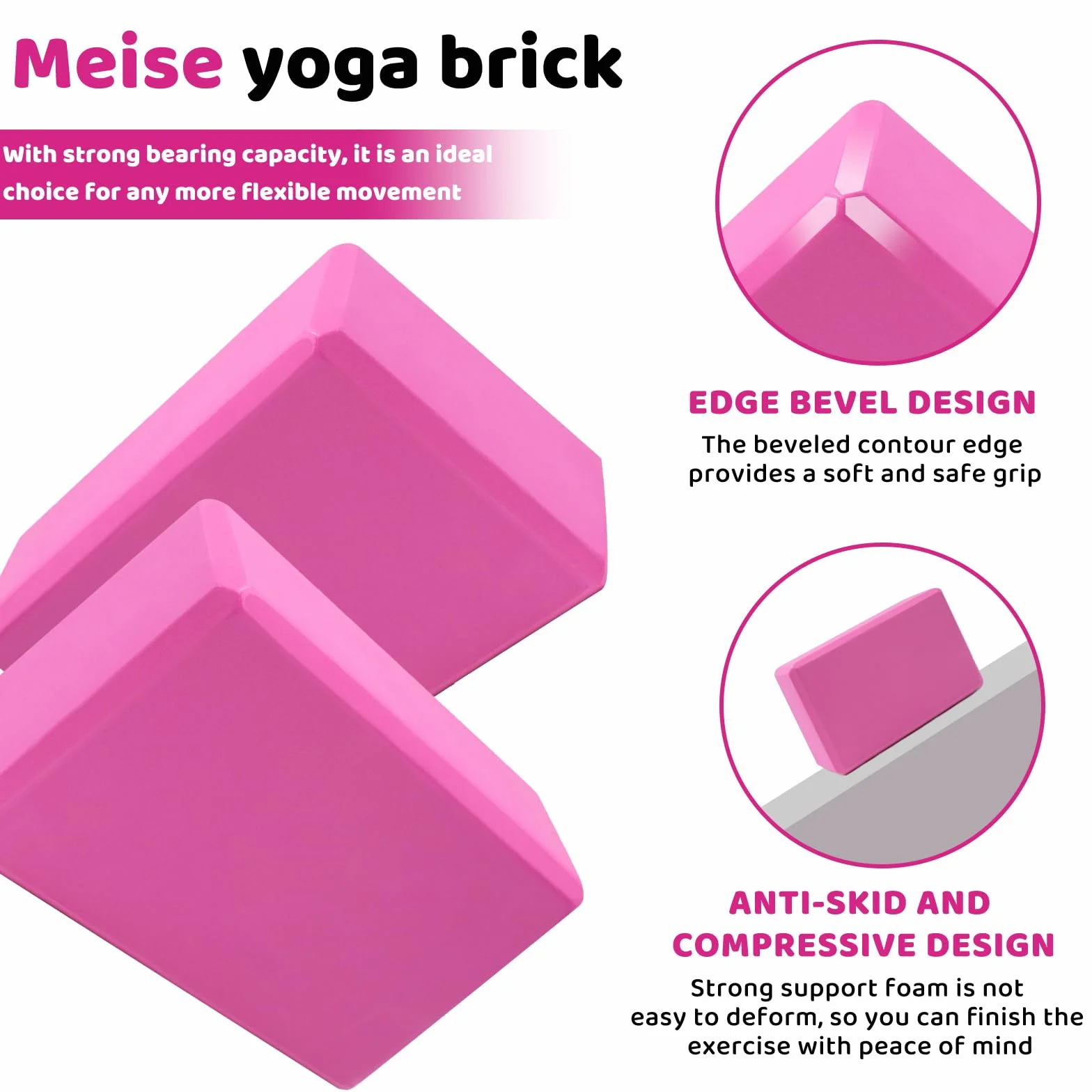 Blocs de yoga en mousse EVA haute densité antidérapante, lot de 2 pour yoga, pilates, méditation