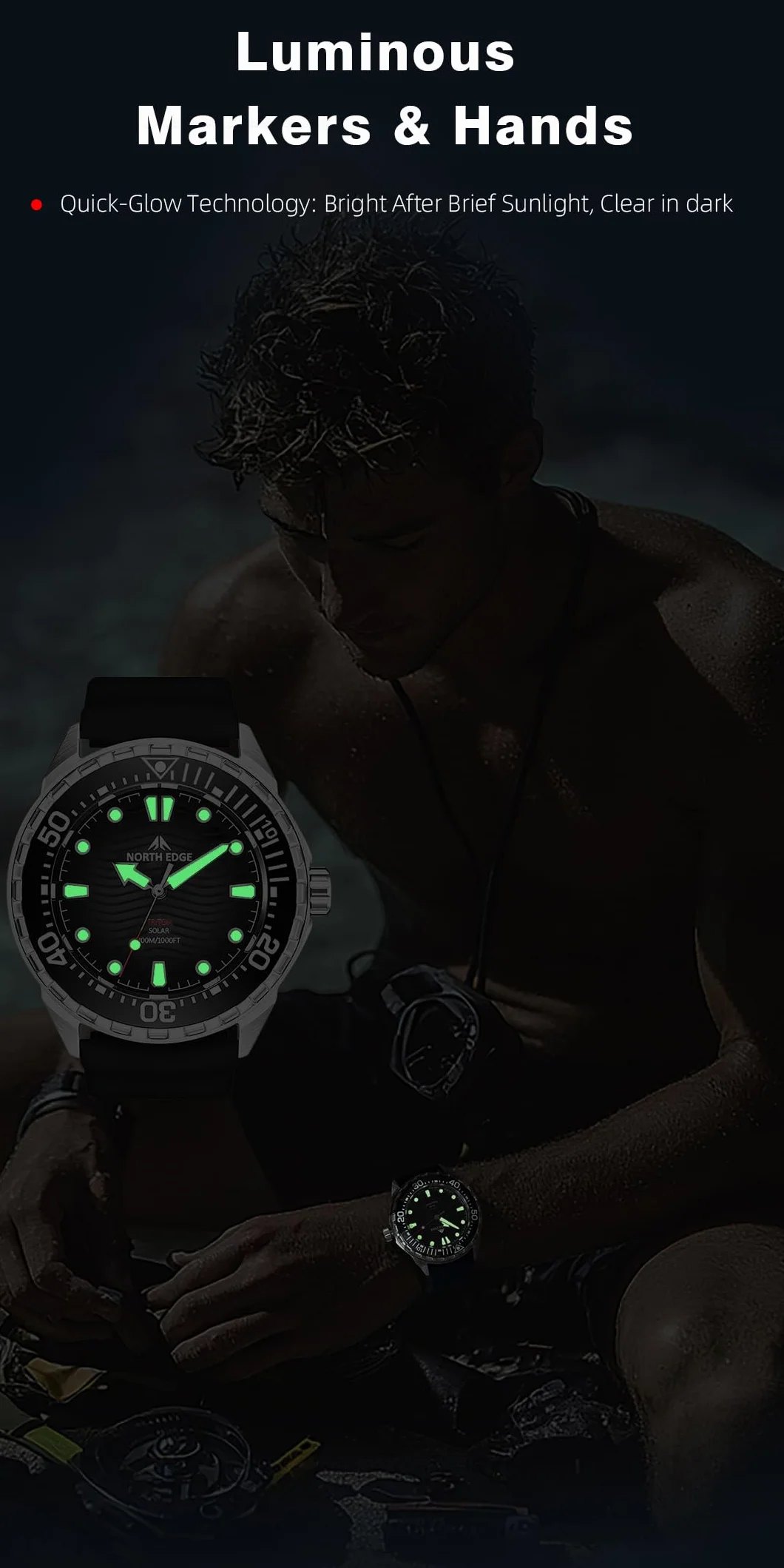 NORTH EDGE Collection Triton Montres de plongée solaires 300 m