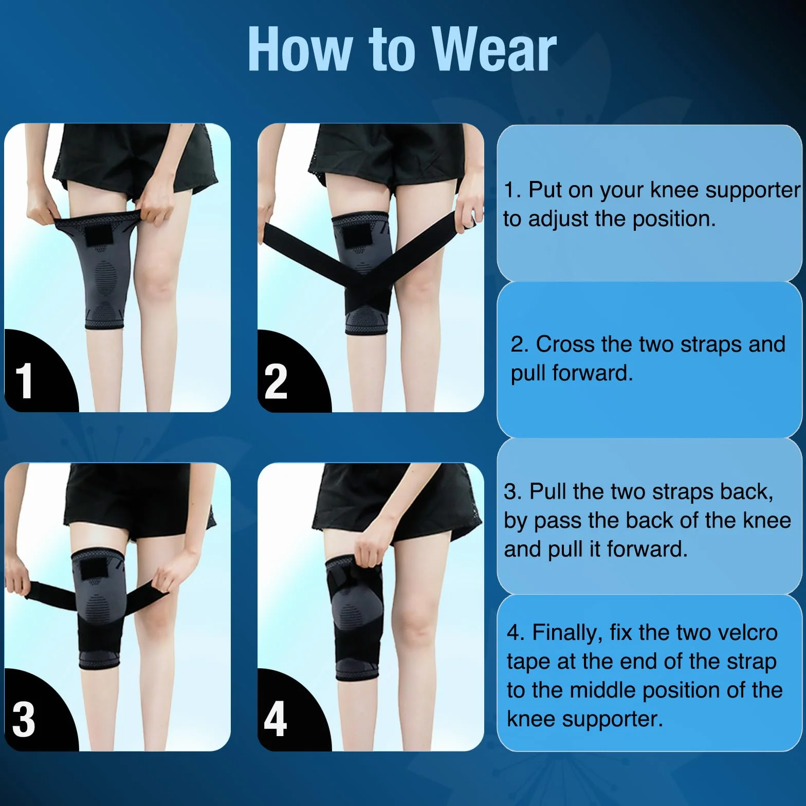 Genouillère Réglable 1 Paire Bandage Sport Compression Élastique Mixte Maintien Respirant Antidérapant Basketball Course Gymnase K51 L
