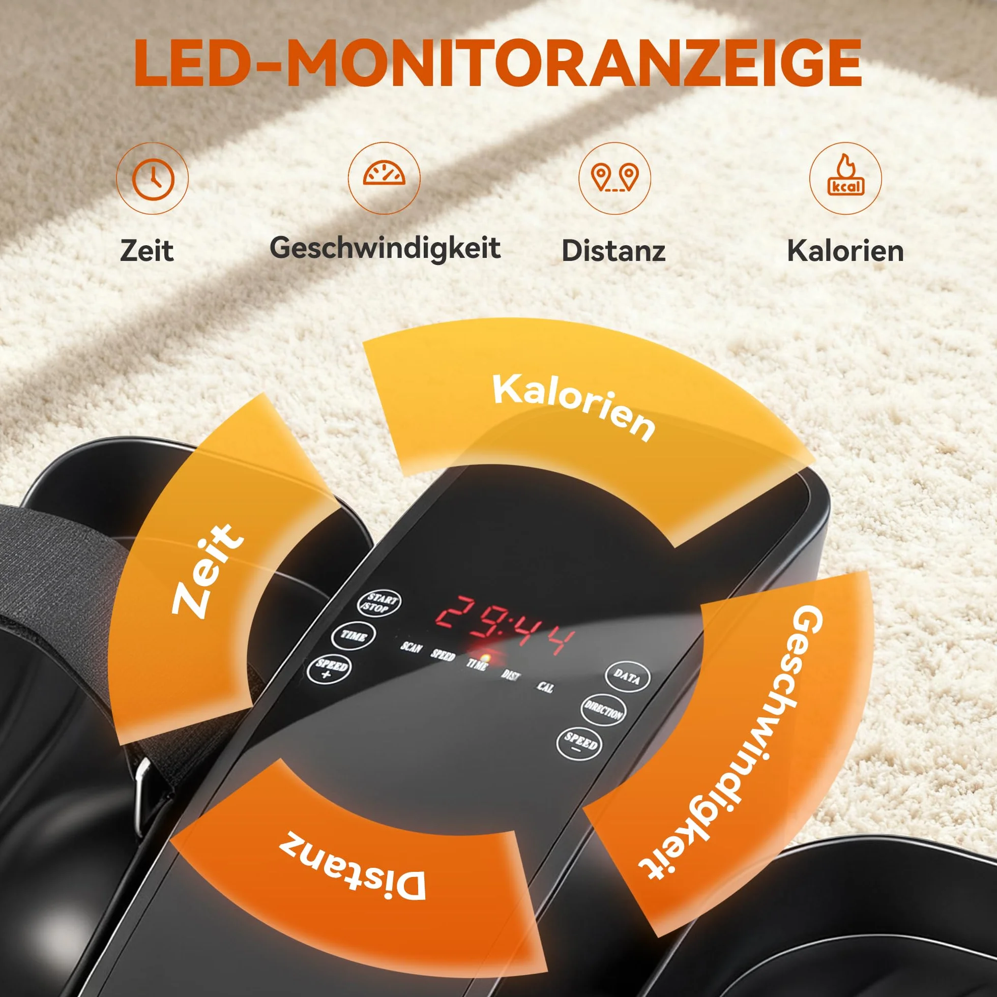 SPORTNOW Mini vélo elliptique électrique avec télécommande Écran LED 12 Vitesses Antidérapant Silencieux Portable