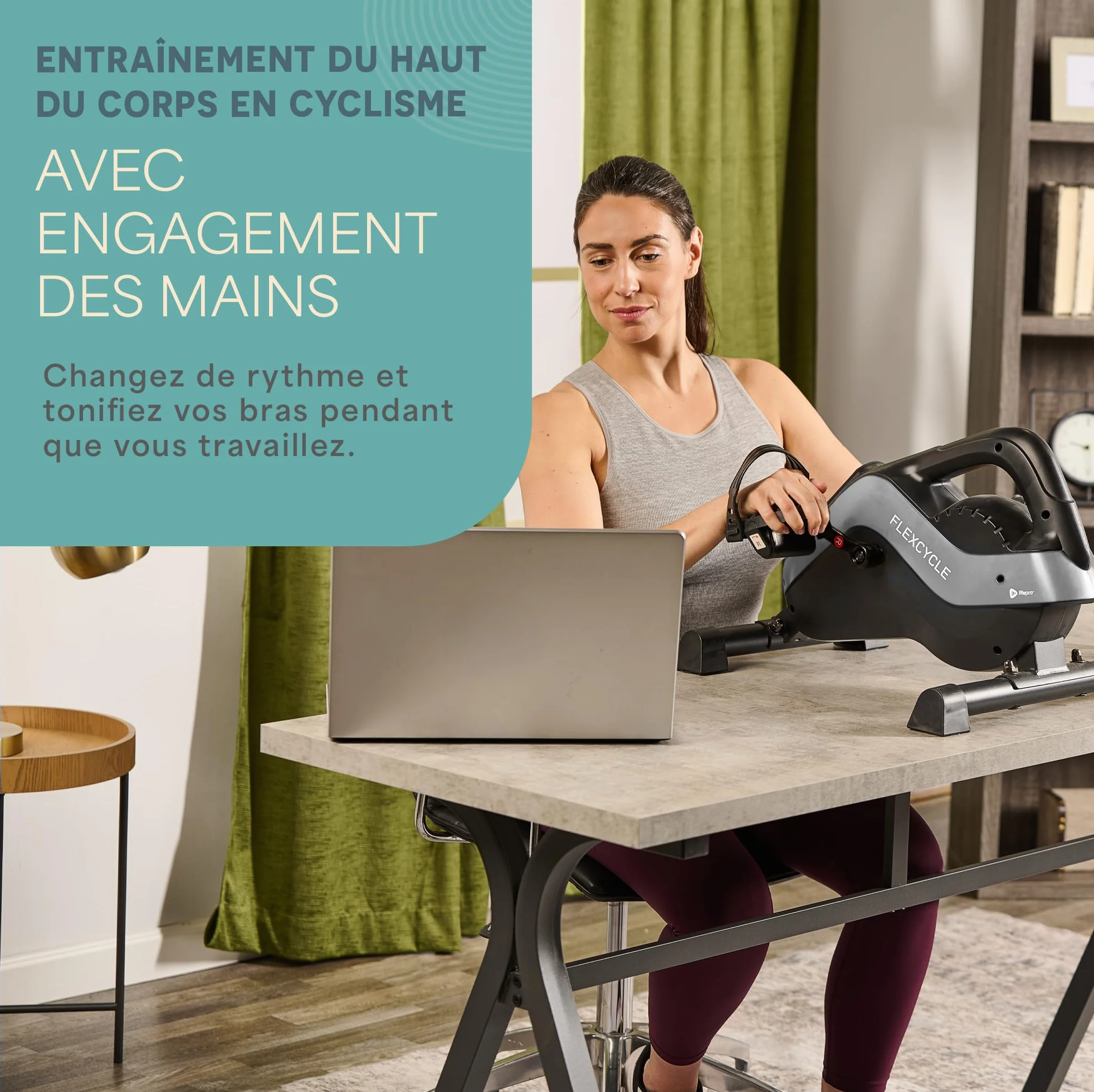 Lifepro Flexcycle Pédale d'exercice sous le Bureau – Vélo d'appartement magnétique avec écran LCD et bandes de résistance