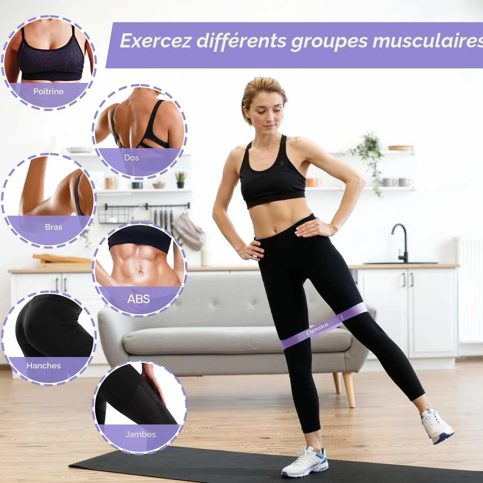 Elastique Musculation Lot de 5 Bande Élastique 5 Niveaux Résistance avec Sac de Rangement