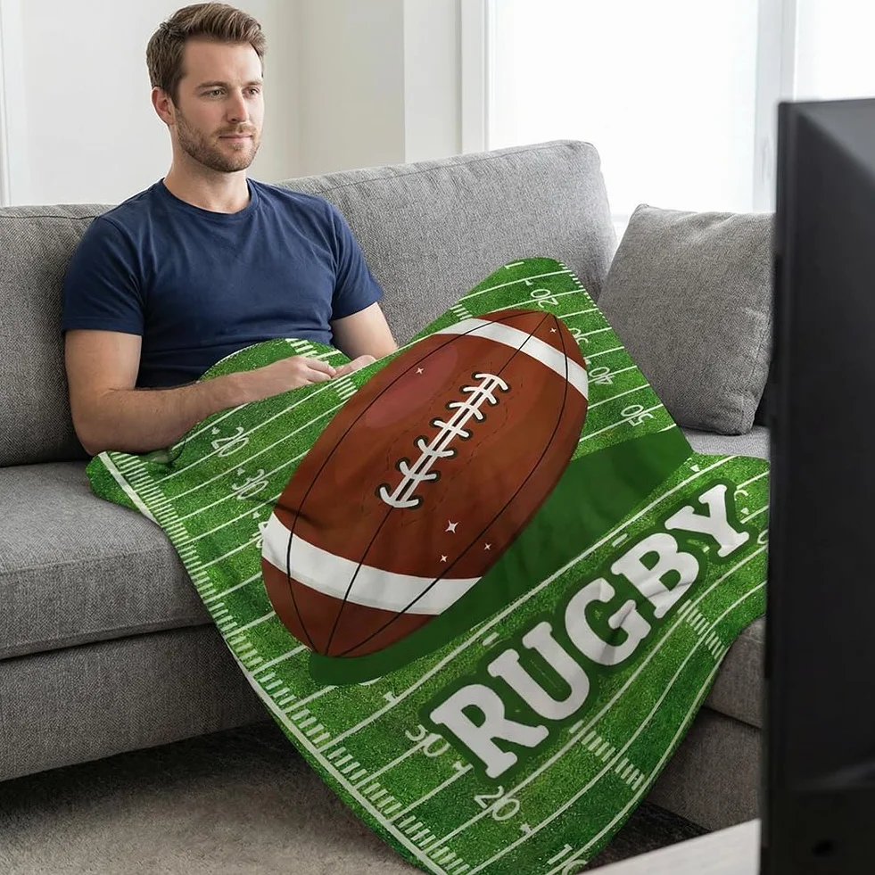 Couverture Rugby Personnalisée Homme Cadeau Entraîneur Football Anniversaire