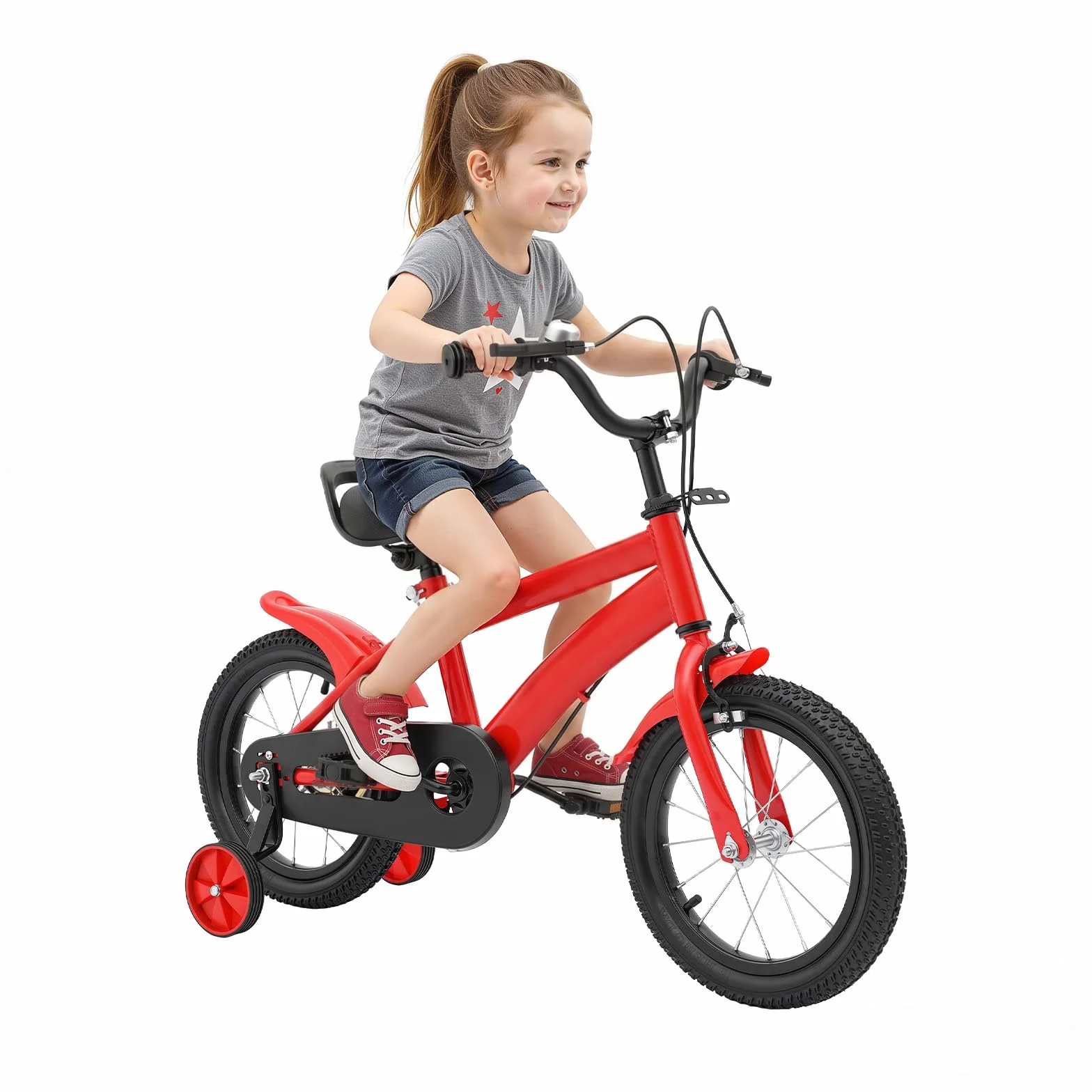 Vélo enfant 14 pouces roues stabilisatrices double freinage selle réglable