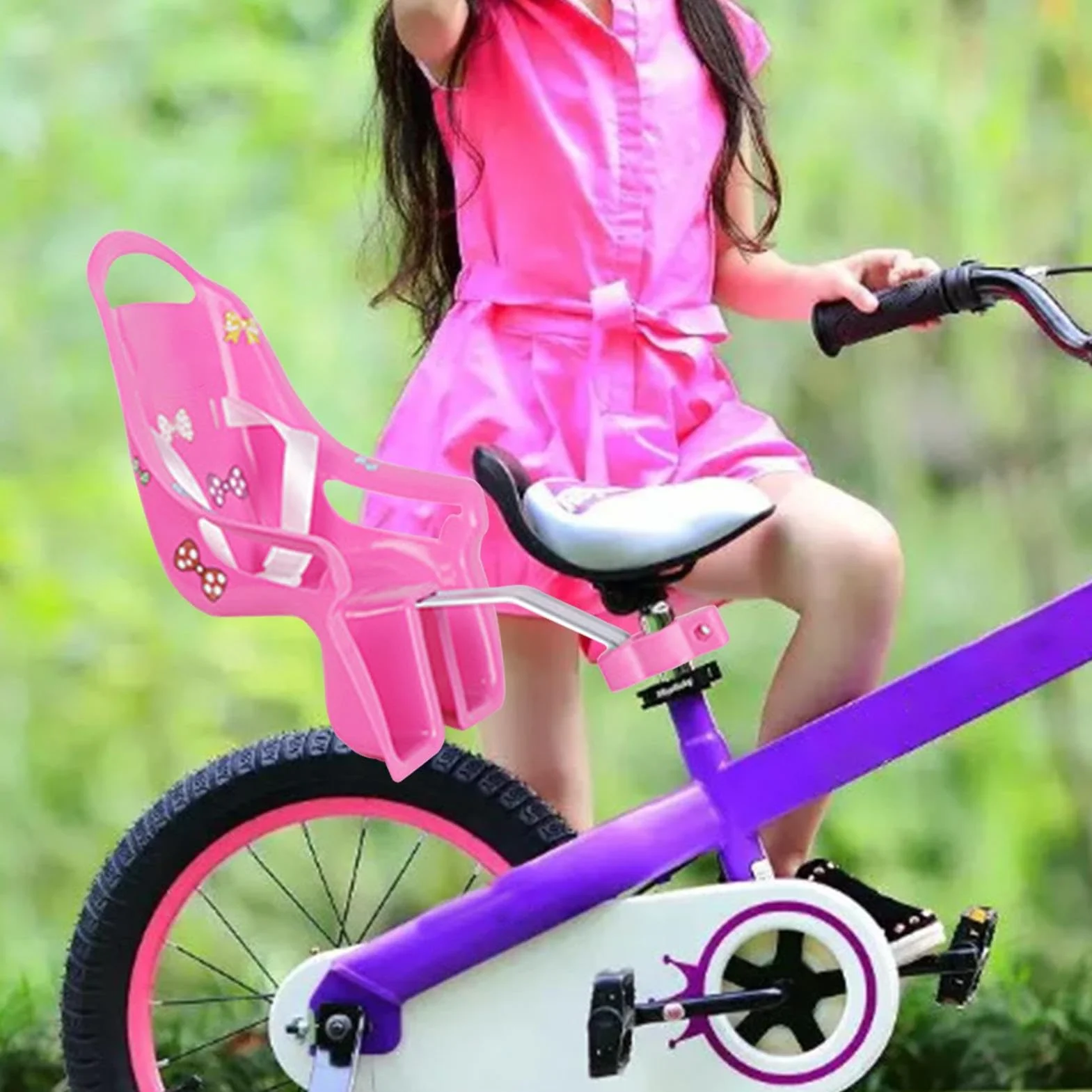 Siège de vélo pour filles porte poupées avec autocollants DIY, accessoires vélo enfants