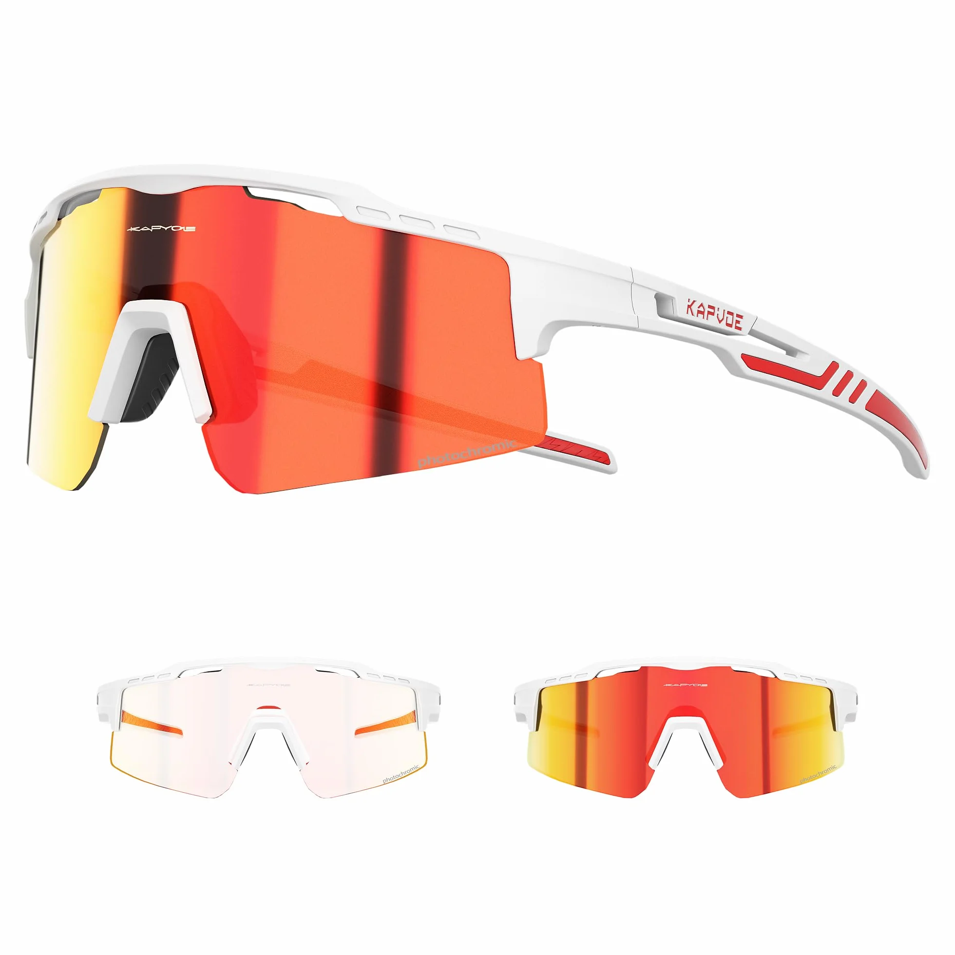 KAPVOE Lunettes Vélo Photochromiques UV400 Protection Cyclisme VTT Sport K75
