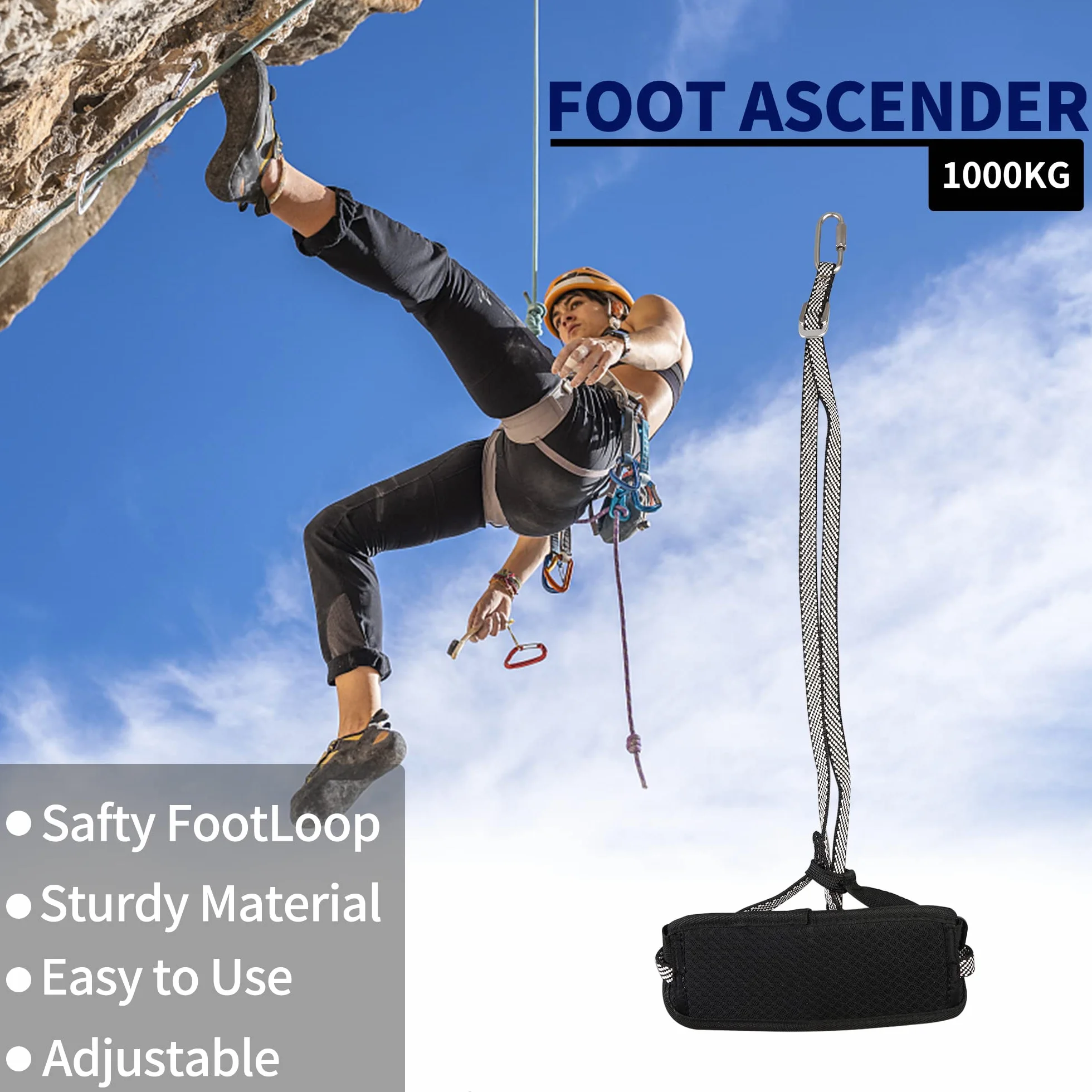 SOB Pied Ascender Alpinisme Pédale Réglable Escalade Sécurité Boucle Corde Ceinture