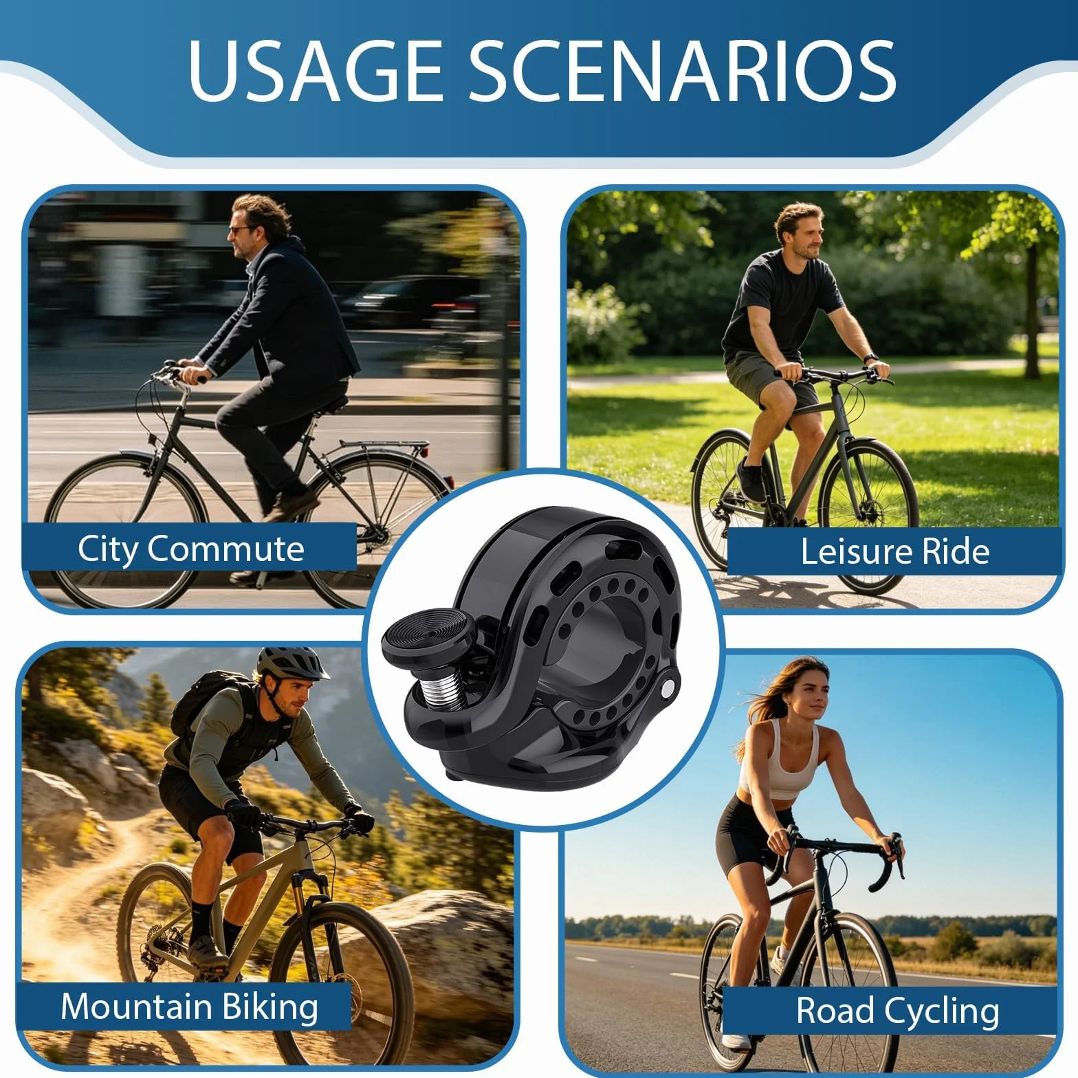 Sonnette vélo Adulte Mini 2026 Nouvelle Version 110 DB en Alliage d’Aluminium, Sonnette de vélo pour Guidon 22,2 à 31,8 mm, klaxon vélo Discret pour VTT, vélo de Route, vélo électrique