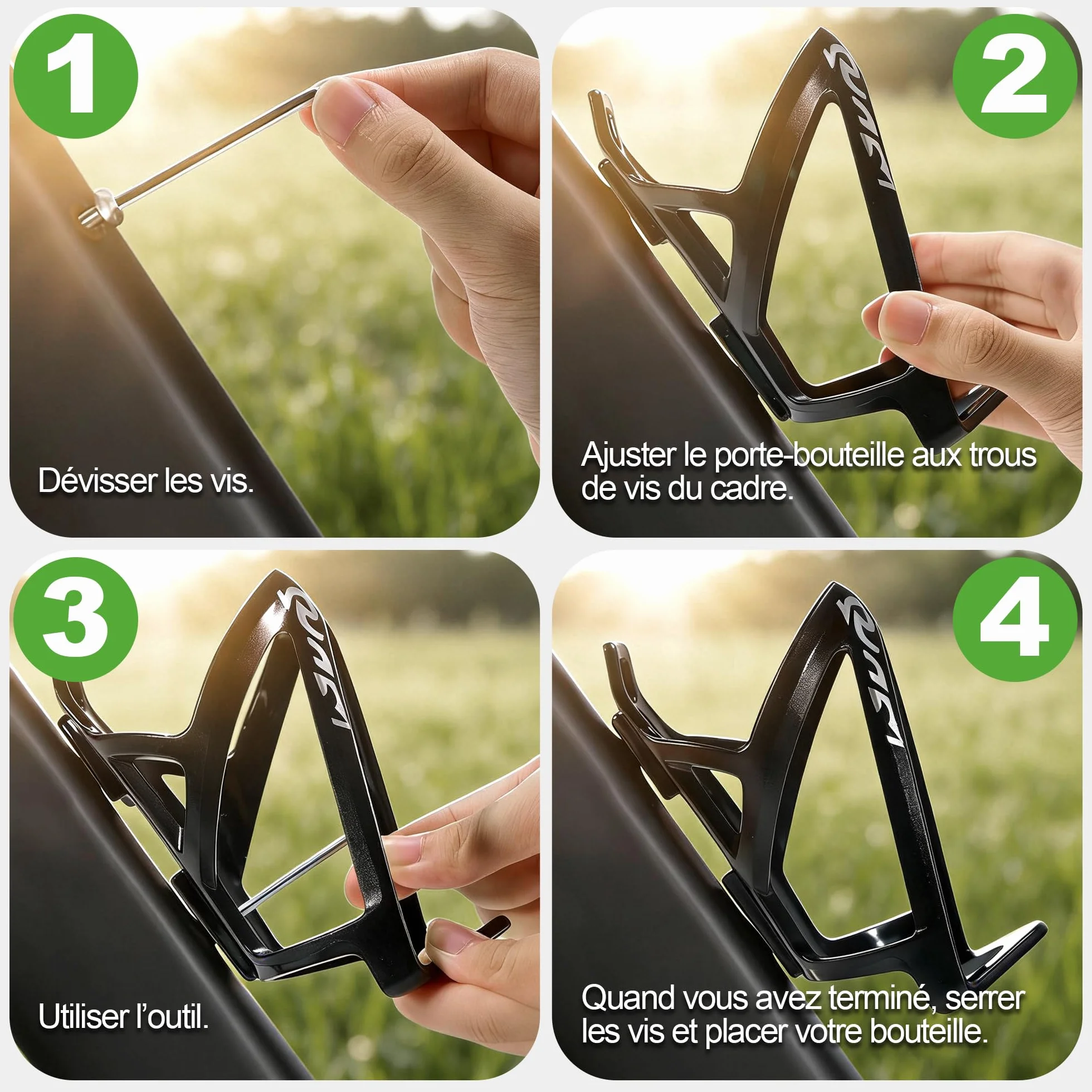 Lot de 2 Porte Bouteille de Vélo, Porte Gourde Velo en Plastique PC Haute Résistance pour VTT et Vélo de Route