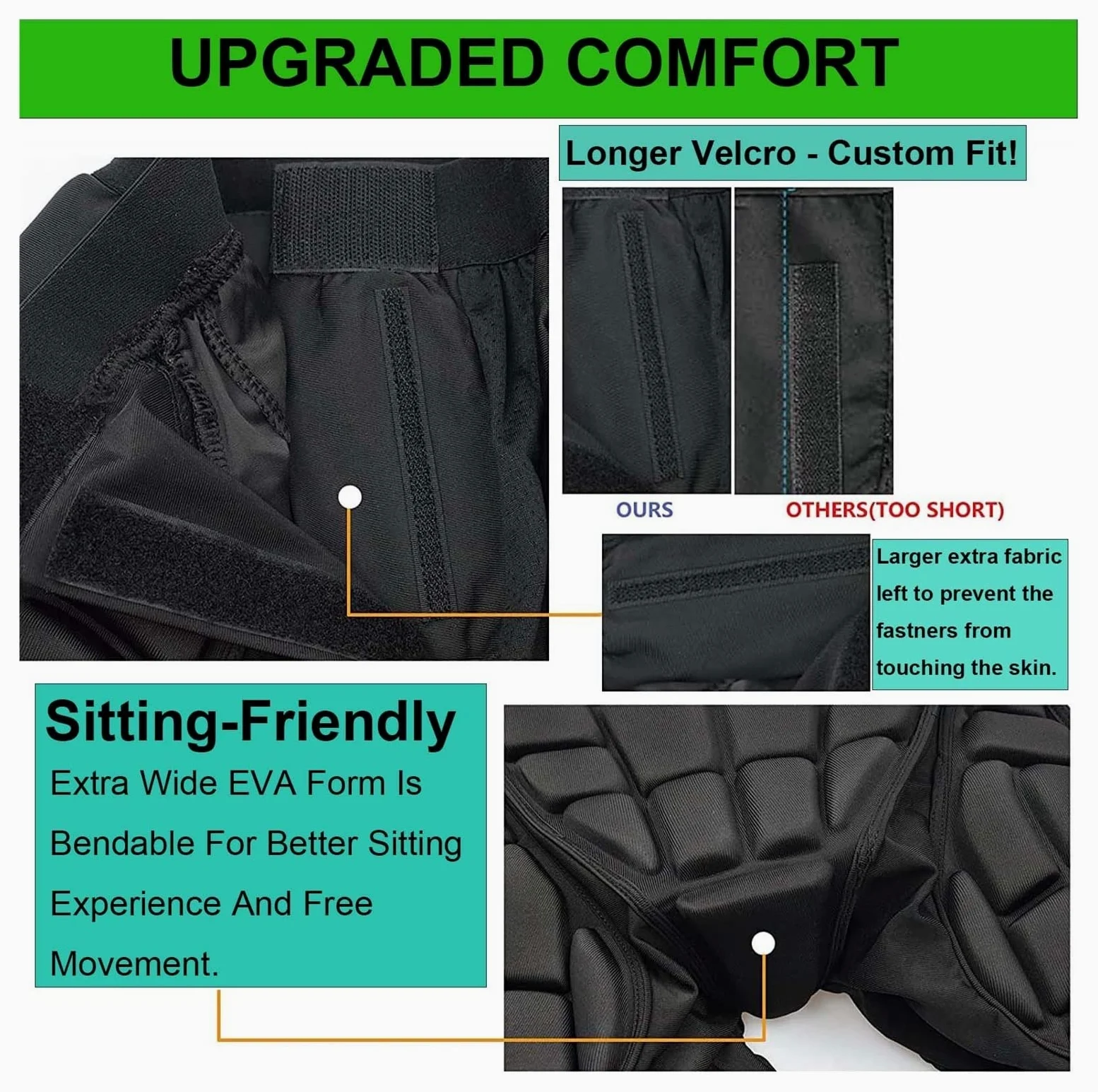 WEITING Butt Pad Shorts for Patinage Snowboard Ski Hockey, Équipement for Ski Patinage Snowboard Skateboard