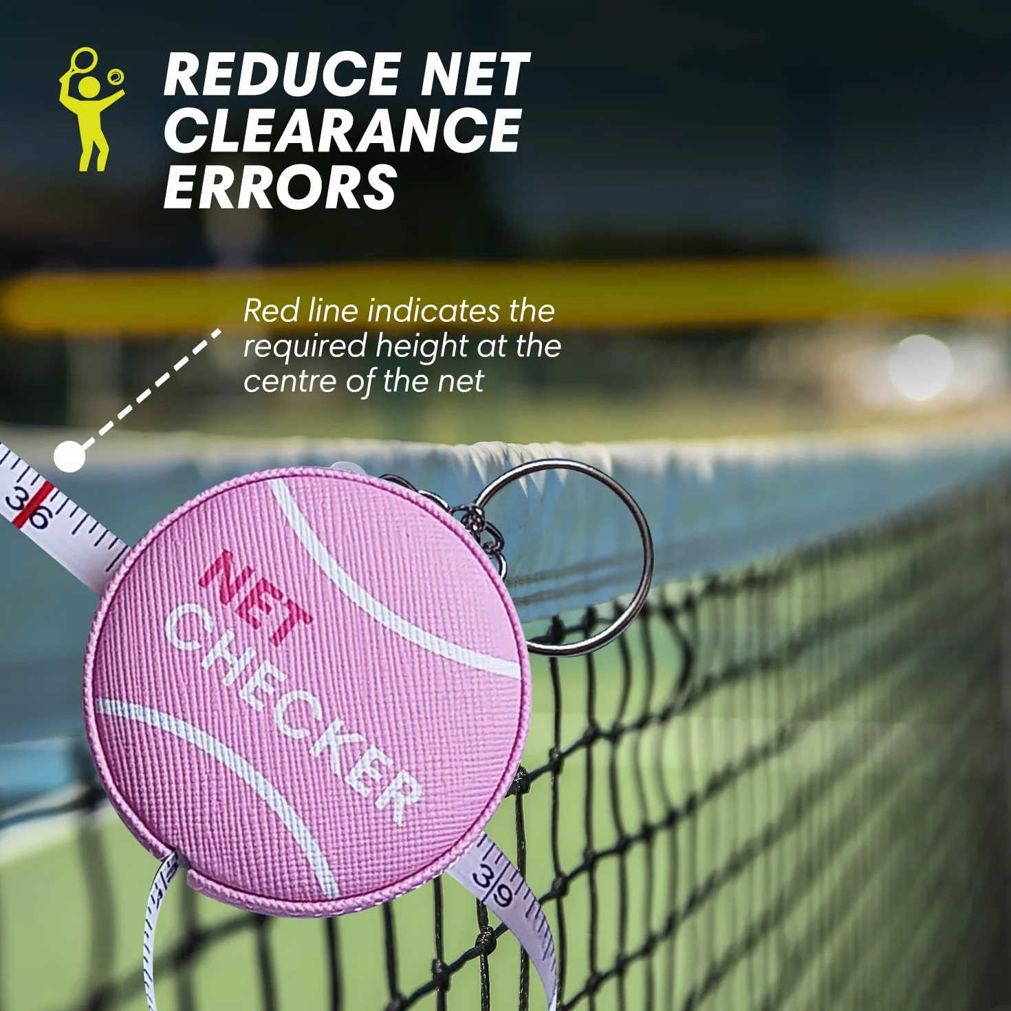 Tennis Net Height Mini Measuring Tape 59 cali, Przenośna Elastyczna Taśma Miernicza z Brelokiem
