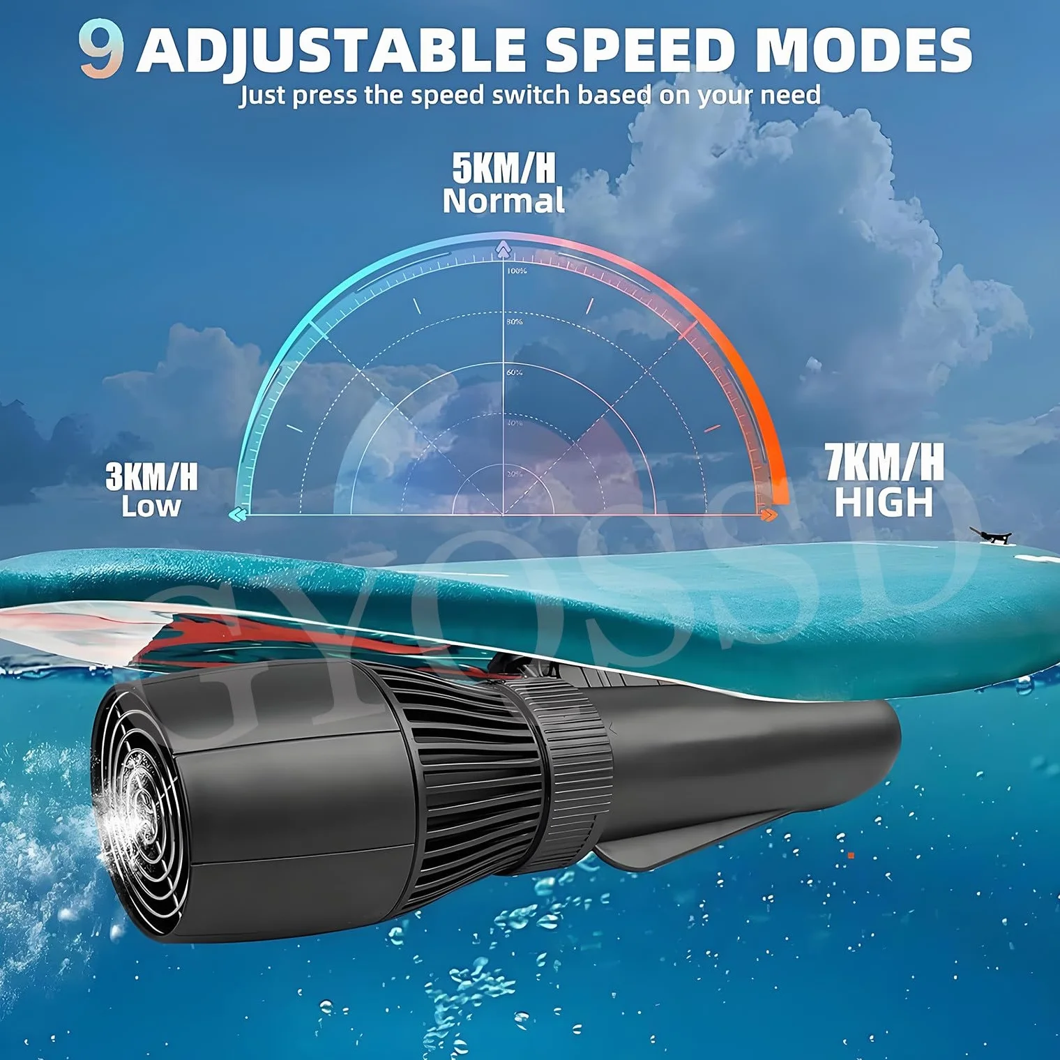 Scooter Sous-Marin électrique 500W 16000mAh 10 km/h Autonomie 50 min Propulseur Nage
