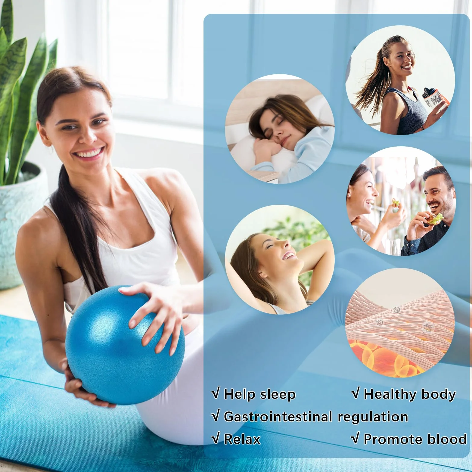 Ballon de Gymnastique Pilates, Ballon Yoga 25cm, Ballon d'Exercice Fitness avec Paille