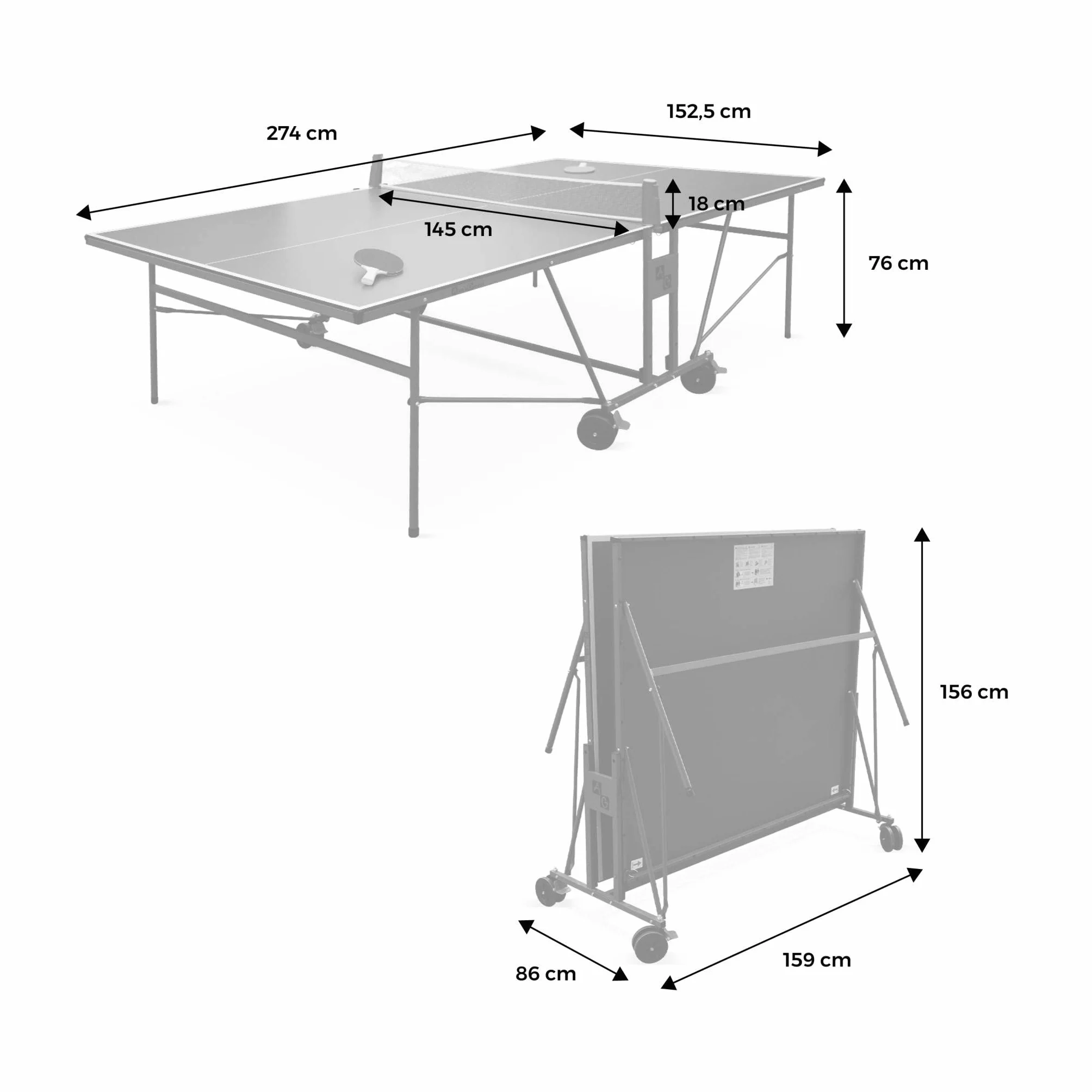 Alice's Garden - Table de ping Pong Indoor Bleue - Table Pliable avec 2 Raquettes et 3 balles. pour Utilisation intérieure. Sport Tennis de Table