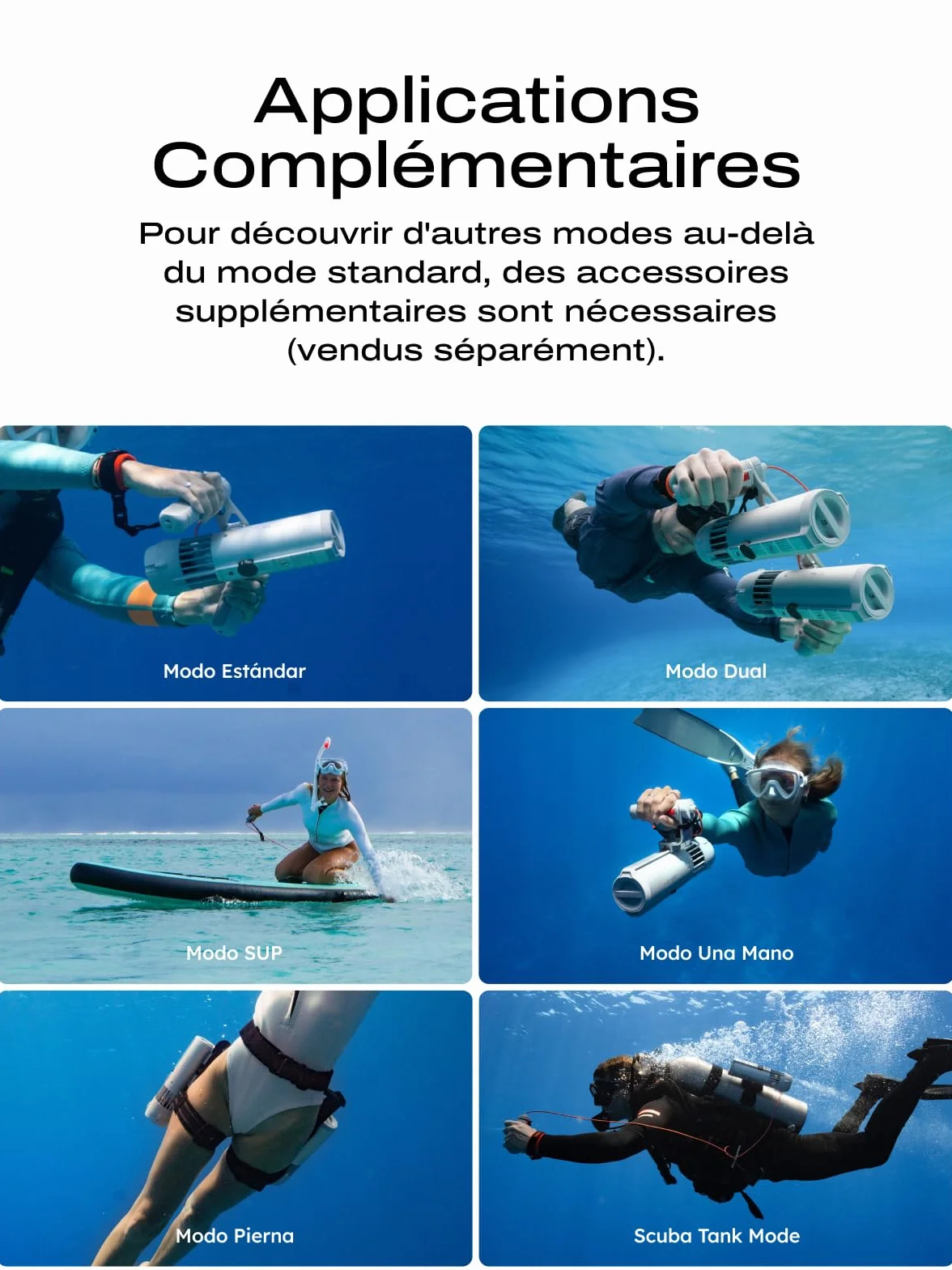 LEFEET P1 Lite Scooter sous-Marin, Propulseur Aquatique Portable 4 Vitesses, Autonomie 60 Min, Profondeur 60m avec Support Caméra