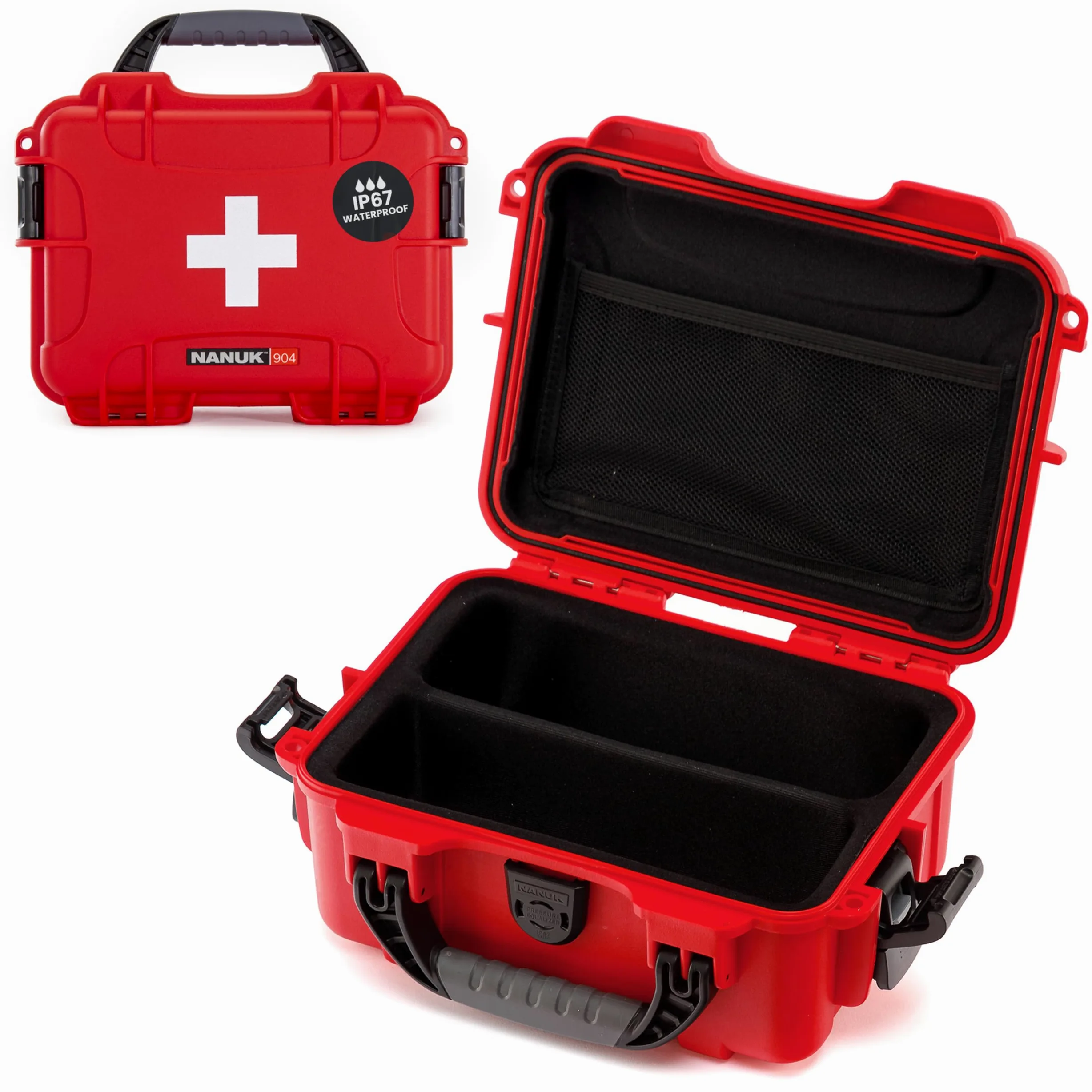 NANUK 904 Valise de Secours Vide avec Organiseur de Couvercle & Séparateurs | 25,9 x 20,1 x 11,4 cm, Protège vos Fournitures Médicales contre l'Eau, la Poussière et les Chocs, Compacte & Personnalisable