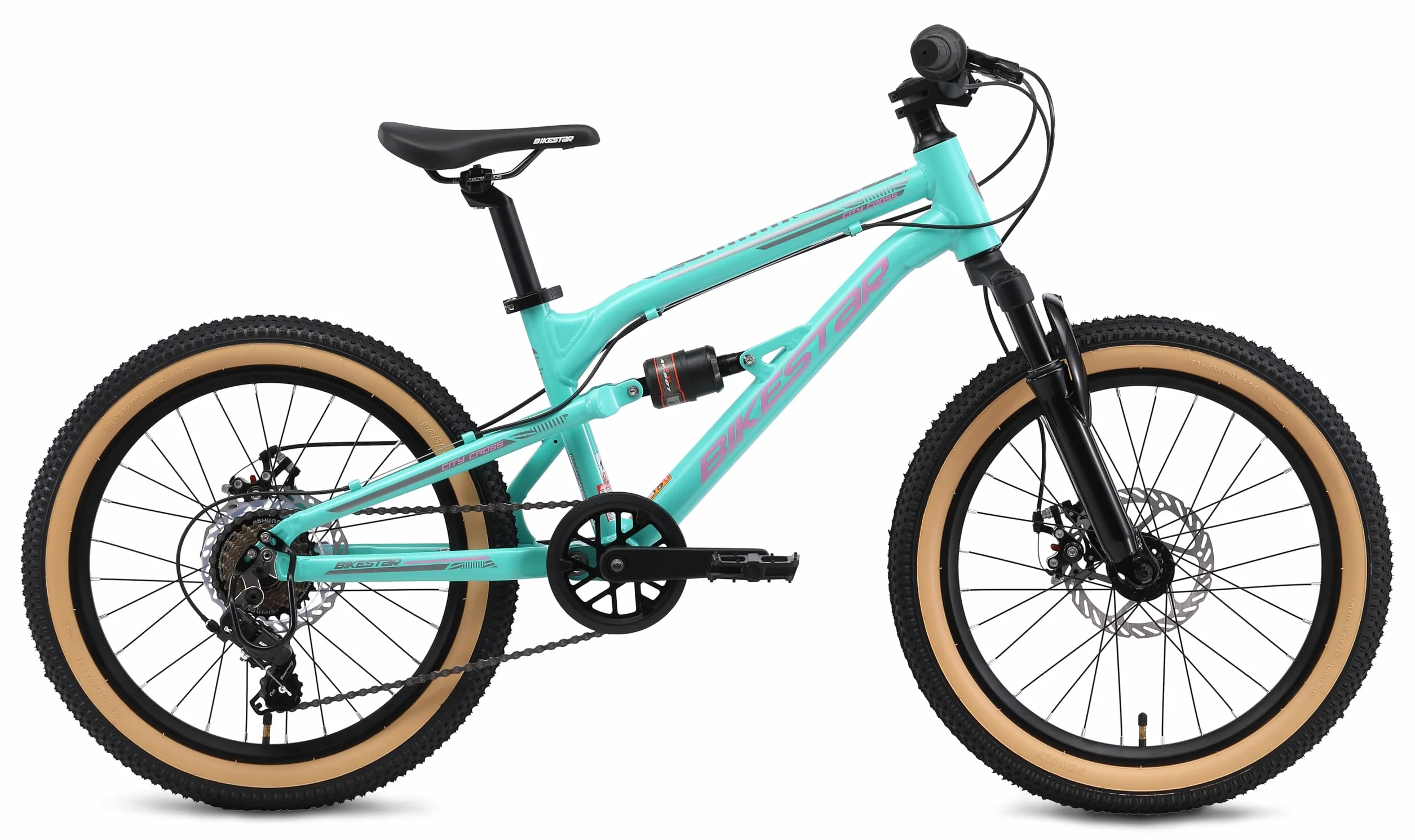BIKESTAR VTT Vélo Tout Terrain Tout Suspendu 20 Pouces 7 Vitesses Shimano Freins Disque Enfants 6 Ans