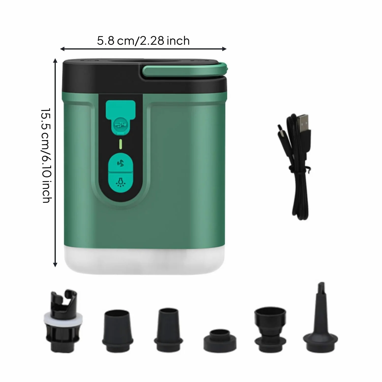 Pompe à Air Électrique Compacte Pompe à Air avec Câble USB Gonfleur avec Buses pour Campeurs