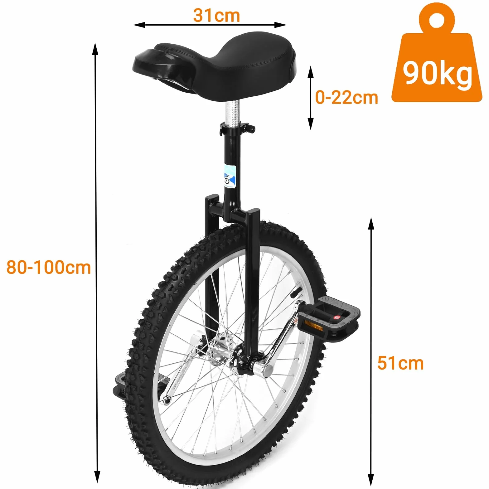 Uyoyous Monocycle LUXUS 20 pouces Unicycle pour Adultes et Enfants