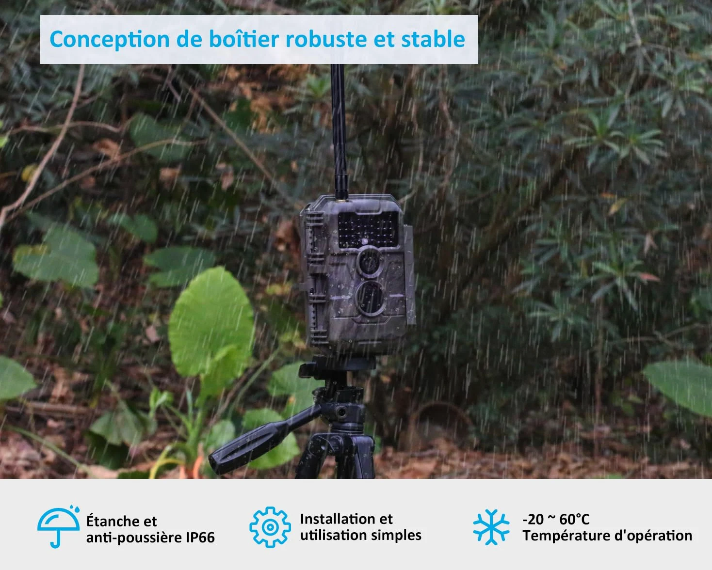 GardePro X20 Caméra de Chasse 4G LTE avec Carte SIM et App | Vidéo H.265 48MP, Vision Nocturne Infrarouge No-Glow de 25m, Détecteur de Mouvement 0,2s et IP66 Étanche