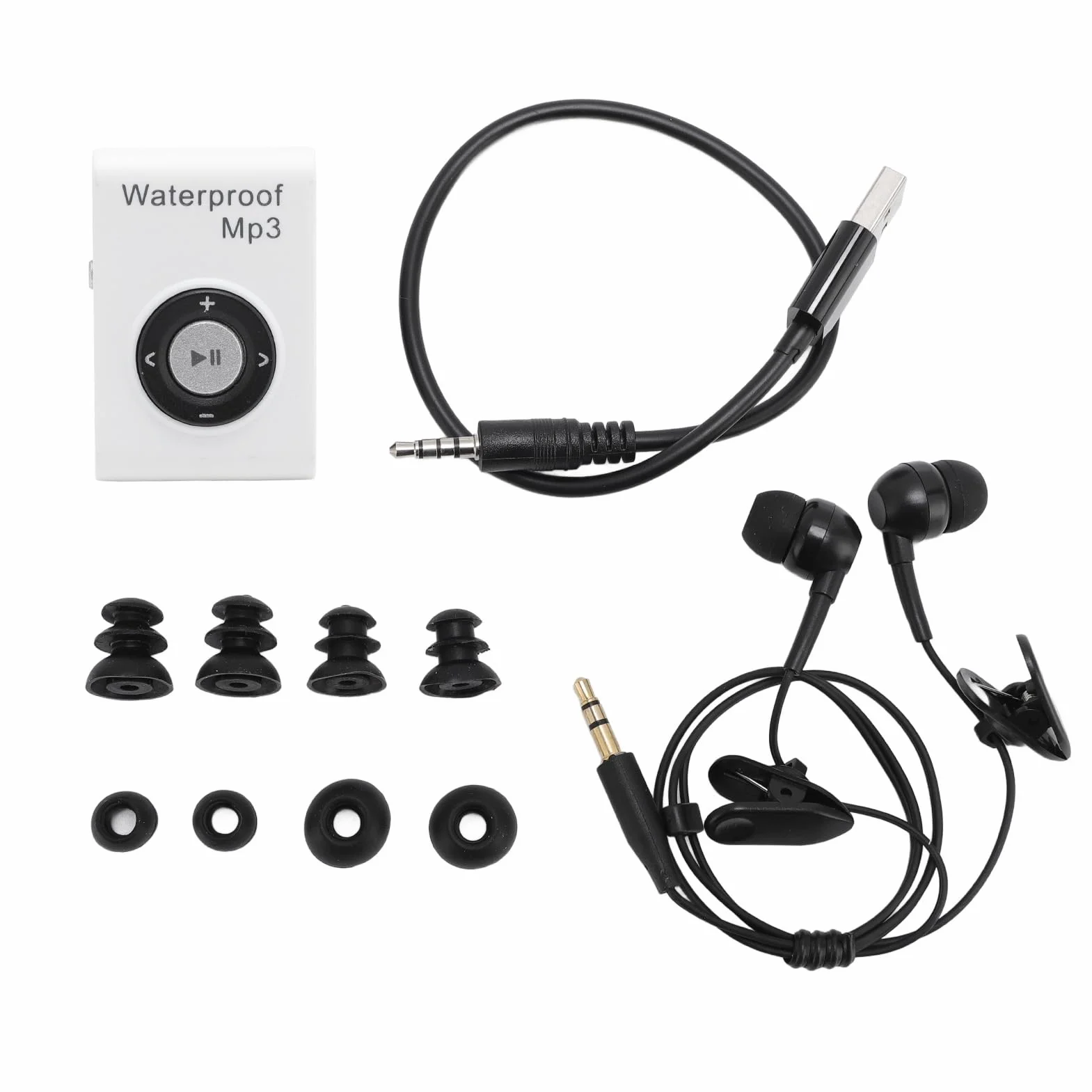 Lecteur Mp3 Imperméable IPX8, Lecteur de Musique avec Clip Arrière, intégré à 8 Go de Mémoire, Mp3 sous-Marin avec Casque pour Surf, Sports Natants, Course (White)