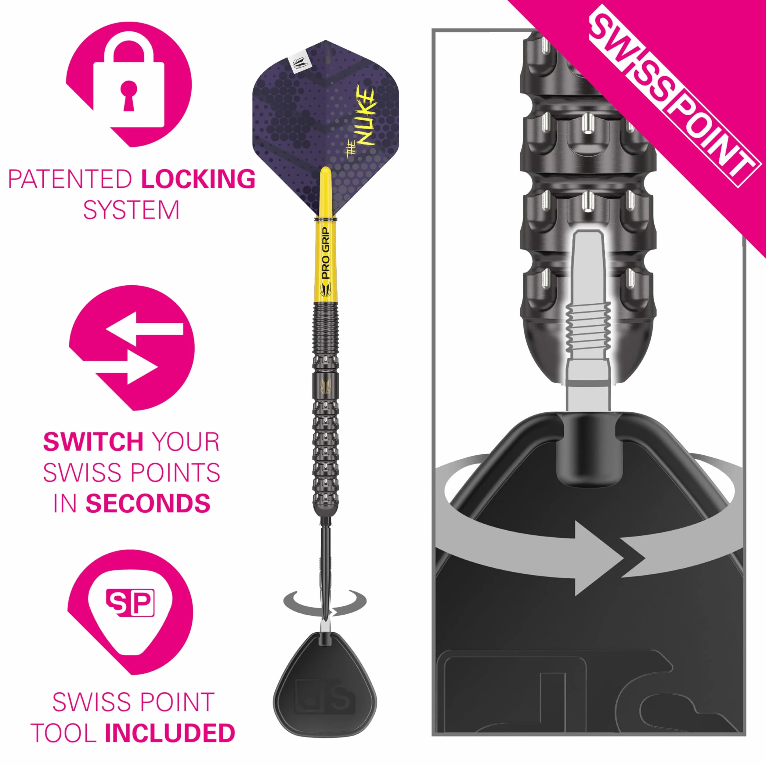 Target Darts Luke Littler G1 Fléchettes en Tungstène 90% Pointe Acier 22G 23G 24G