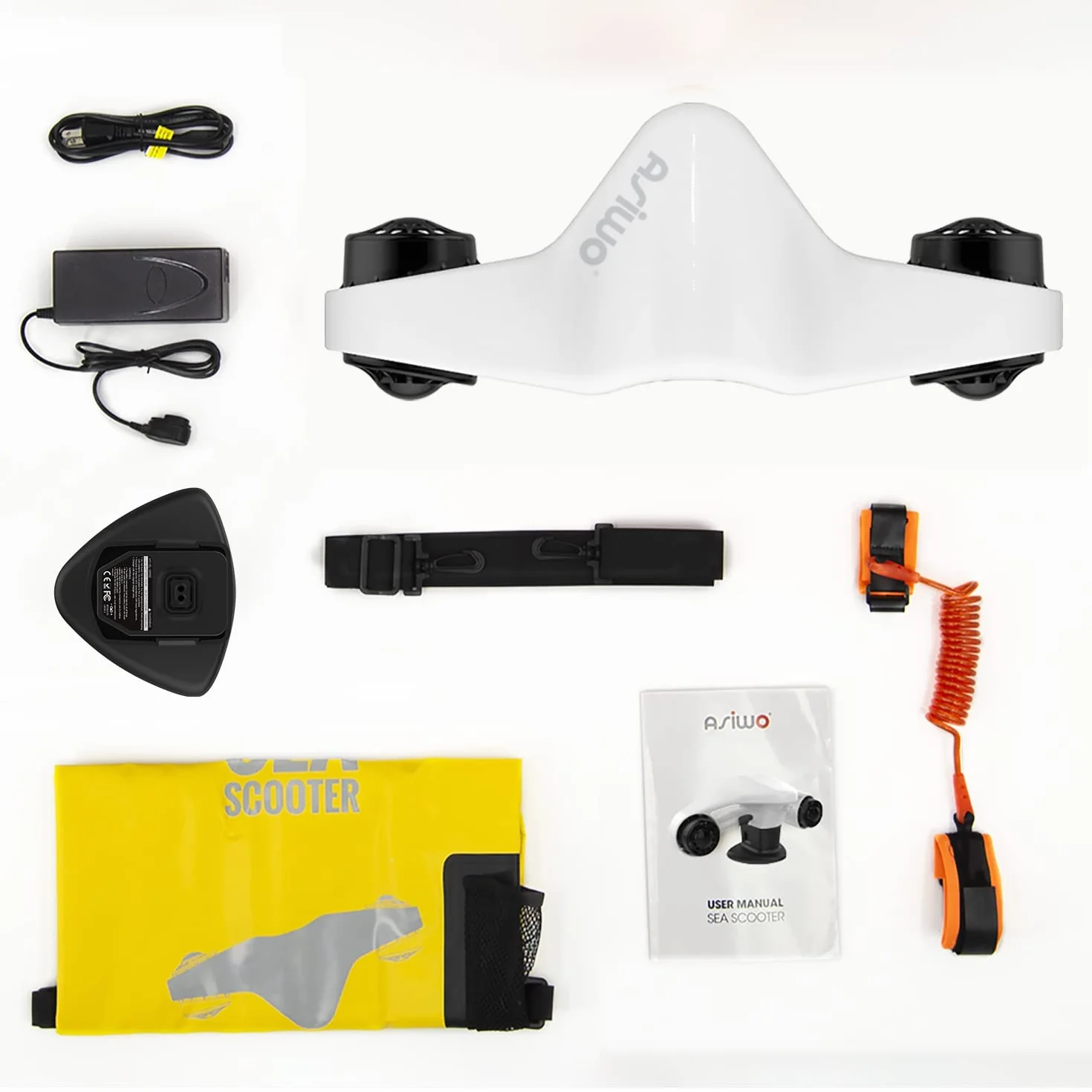 Asiwo Scooter Marin Deux Moteurs étanche pour Plongée Natation avec Support Caméra d'Action (Blanche)